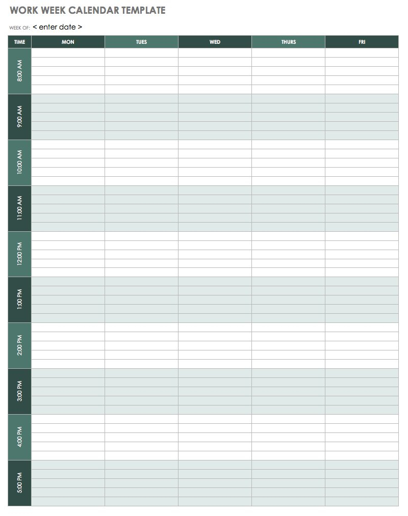 008 Template Ideas Ic Work Week Calendar Weekly Planner