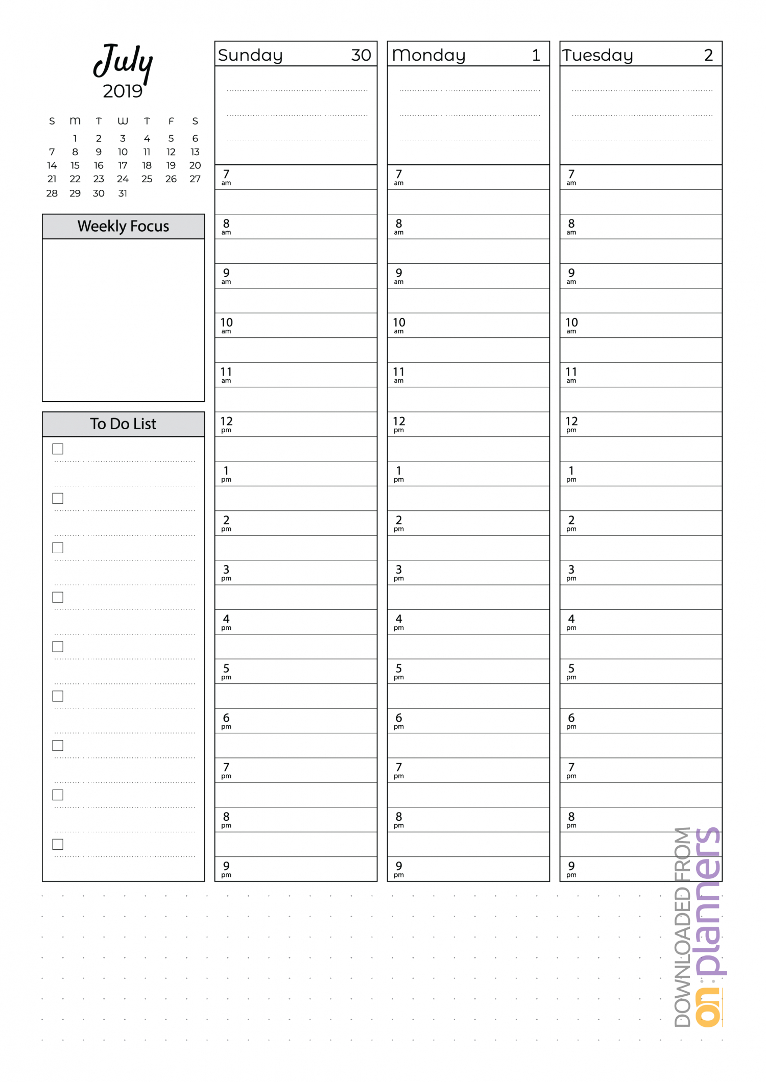 008 Template Ideas Printable Weekly Hourly Planner Todo List