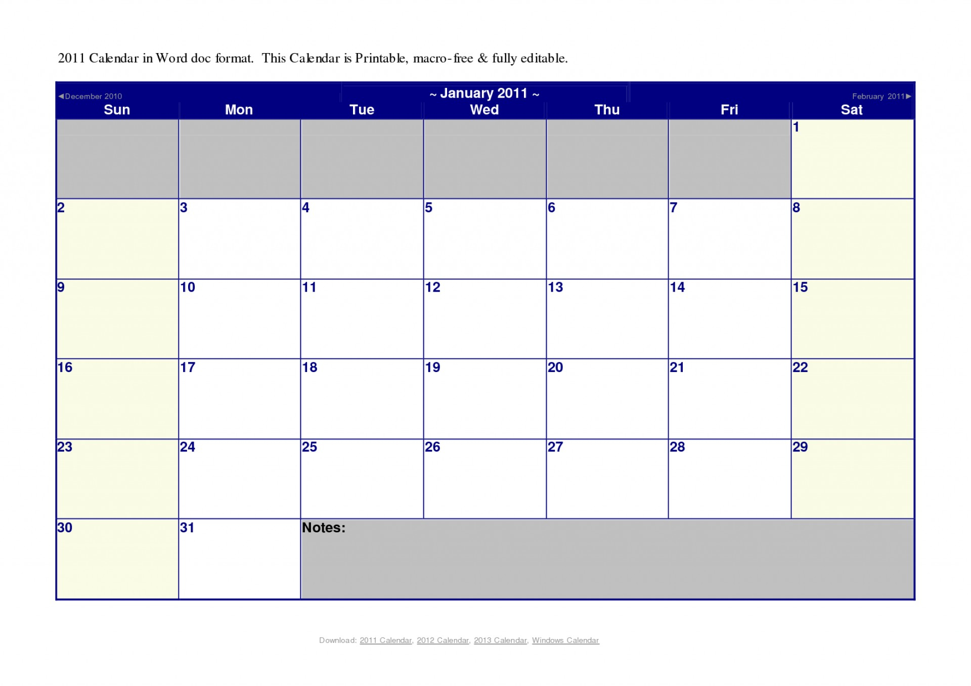 019 Printable April Calendar Editable Word Blank Template