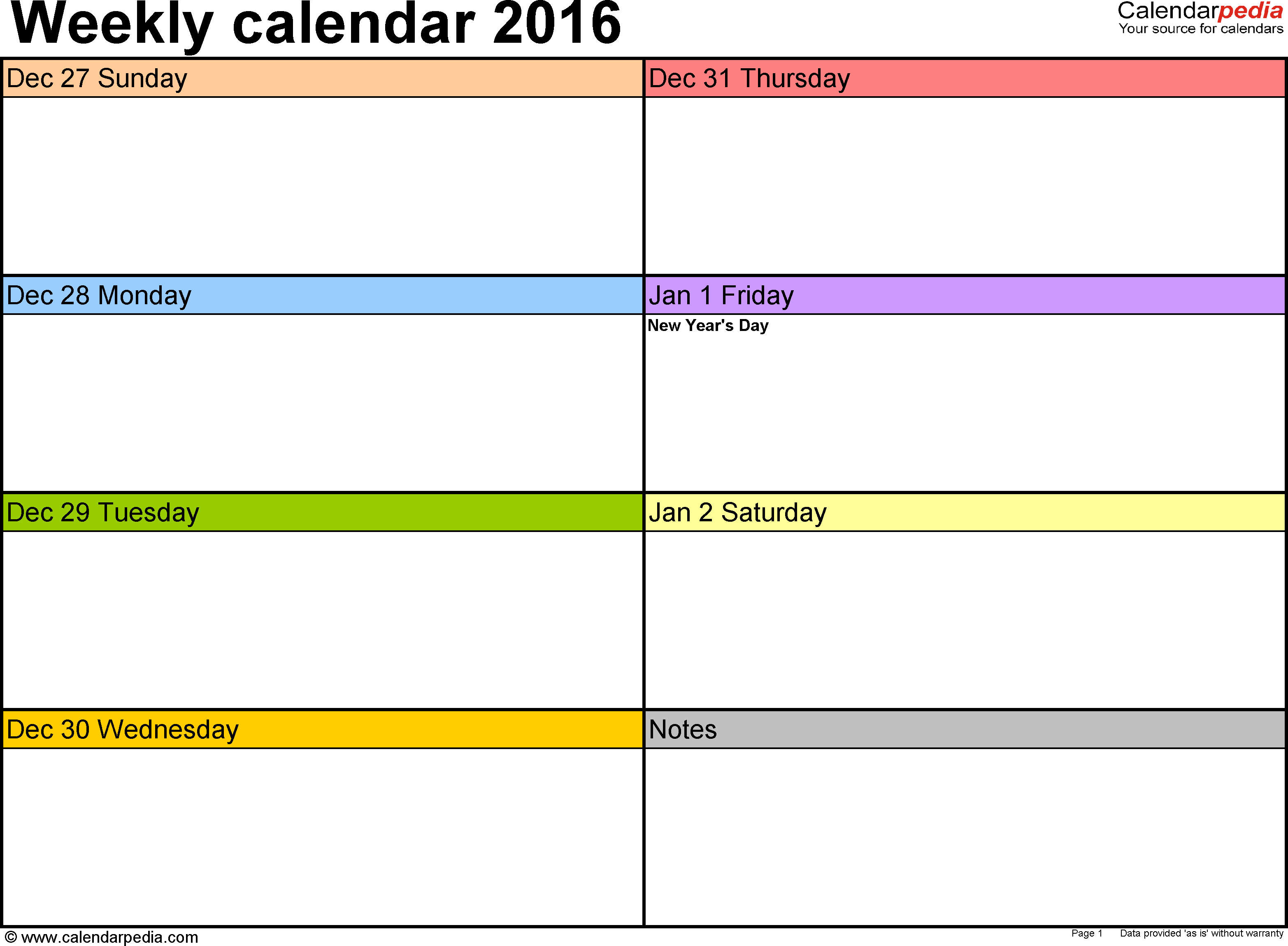 024 Weekly Calendar Template Ideas Shocking Printable 2016