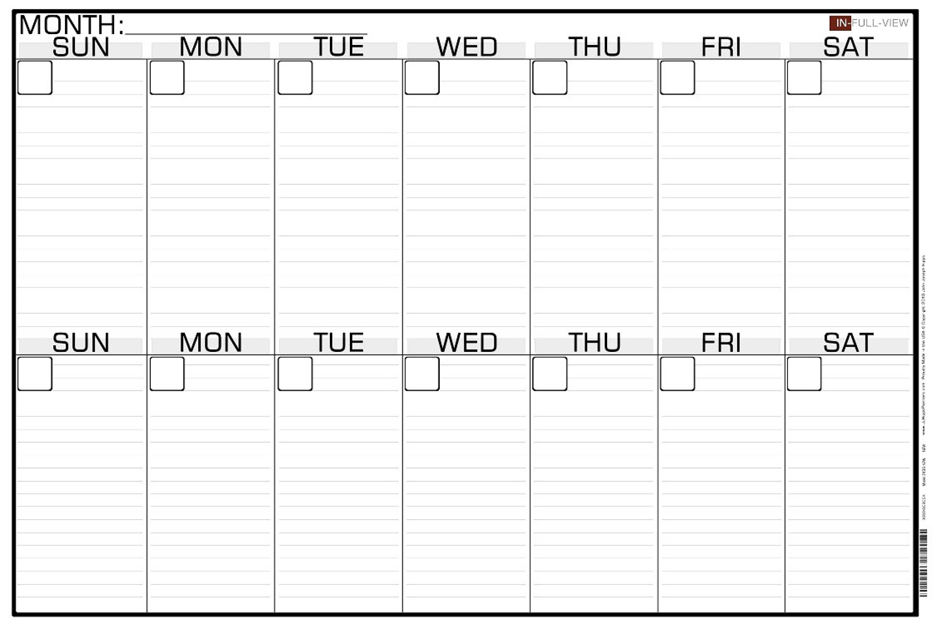 032 Template Ideas Two Week Calendar Print Blank Singular 2