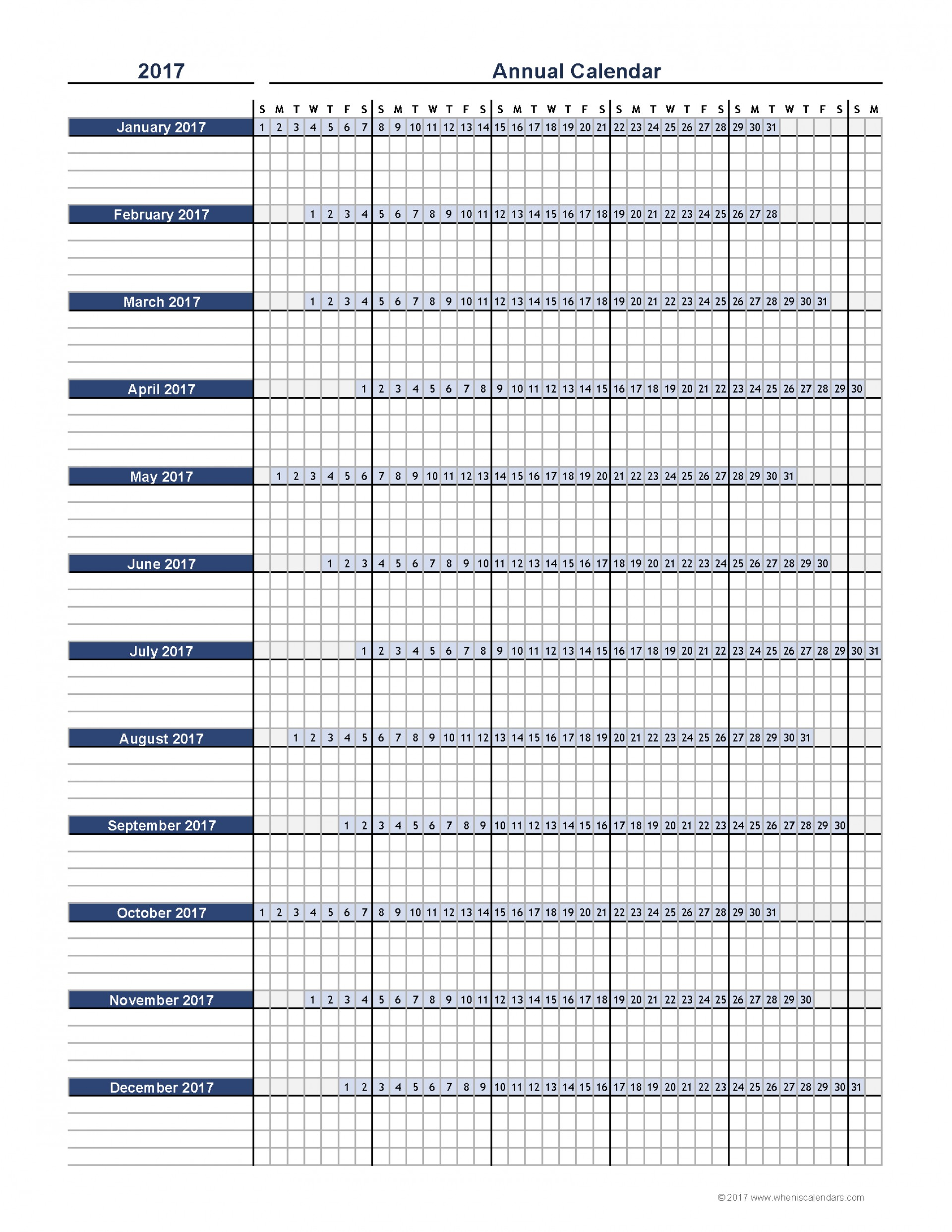 032 Vacation Calendar Template Printable Yearly Excel For