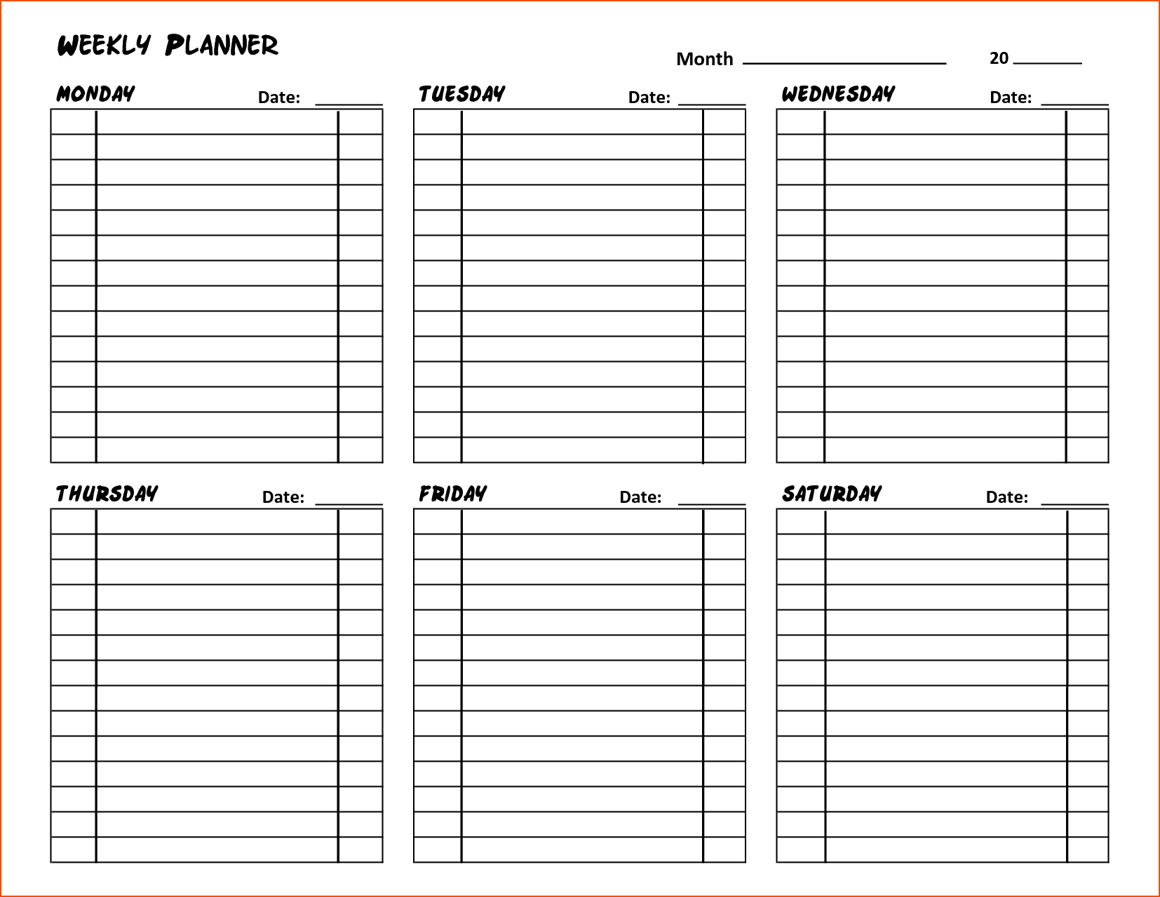 034 Daily Hourly Calendar Template Excel Organizer Weekly