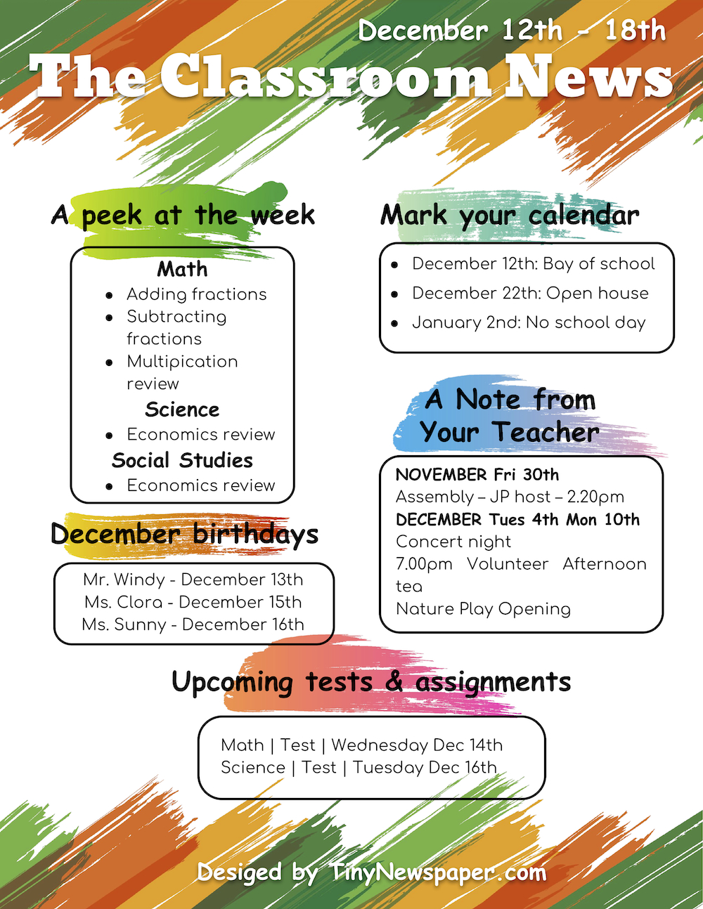 039 School Newsletter Template Google Docs Free Pre K