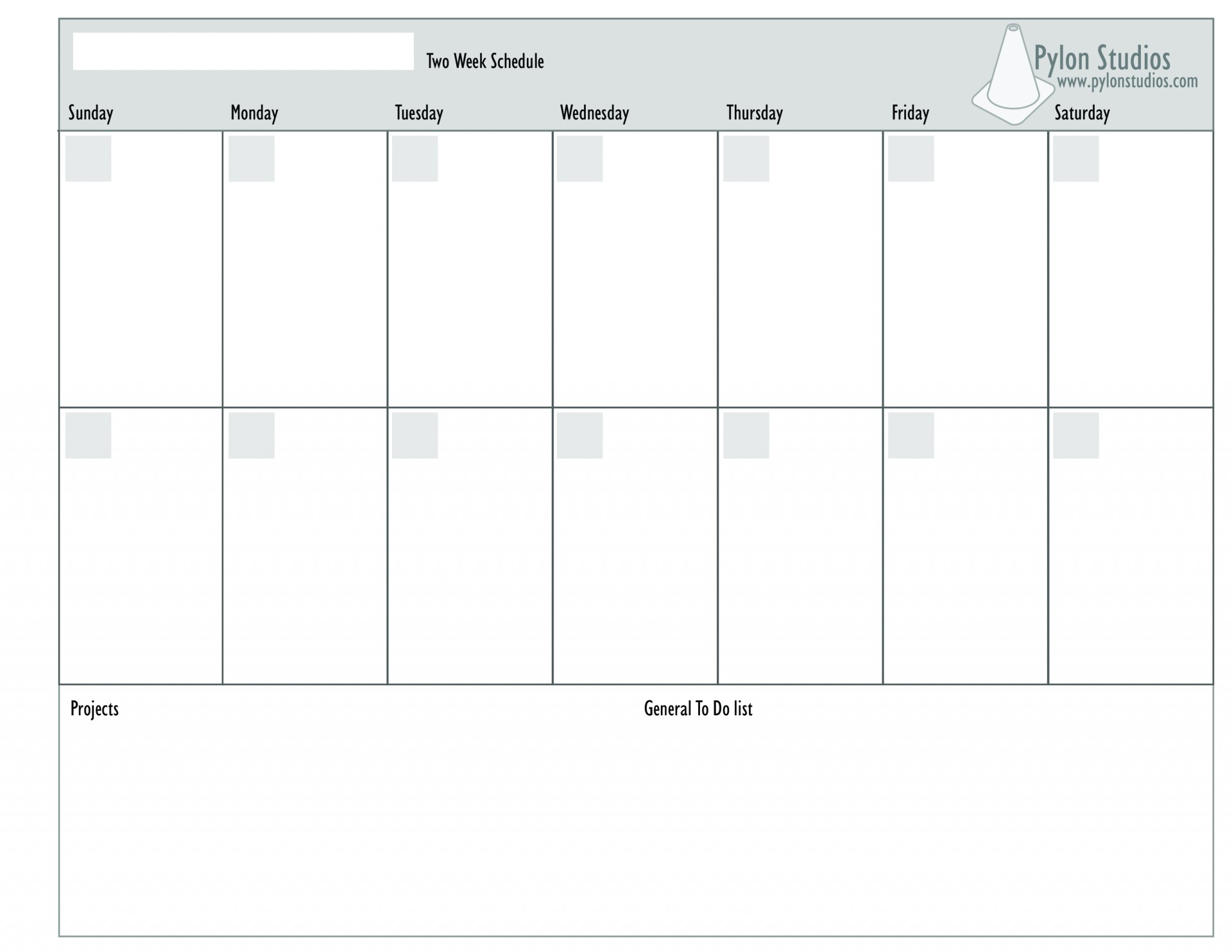 Two Week Calendar Template Free