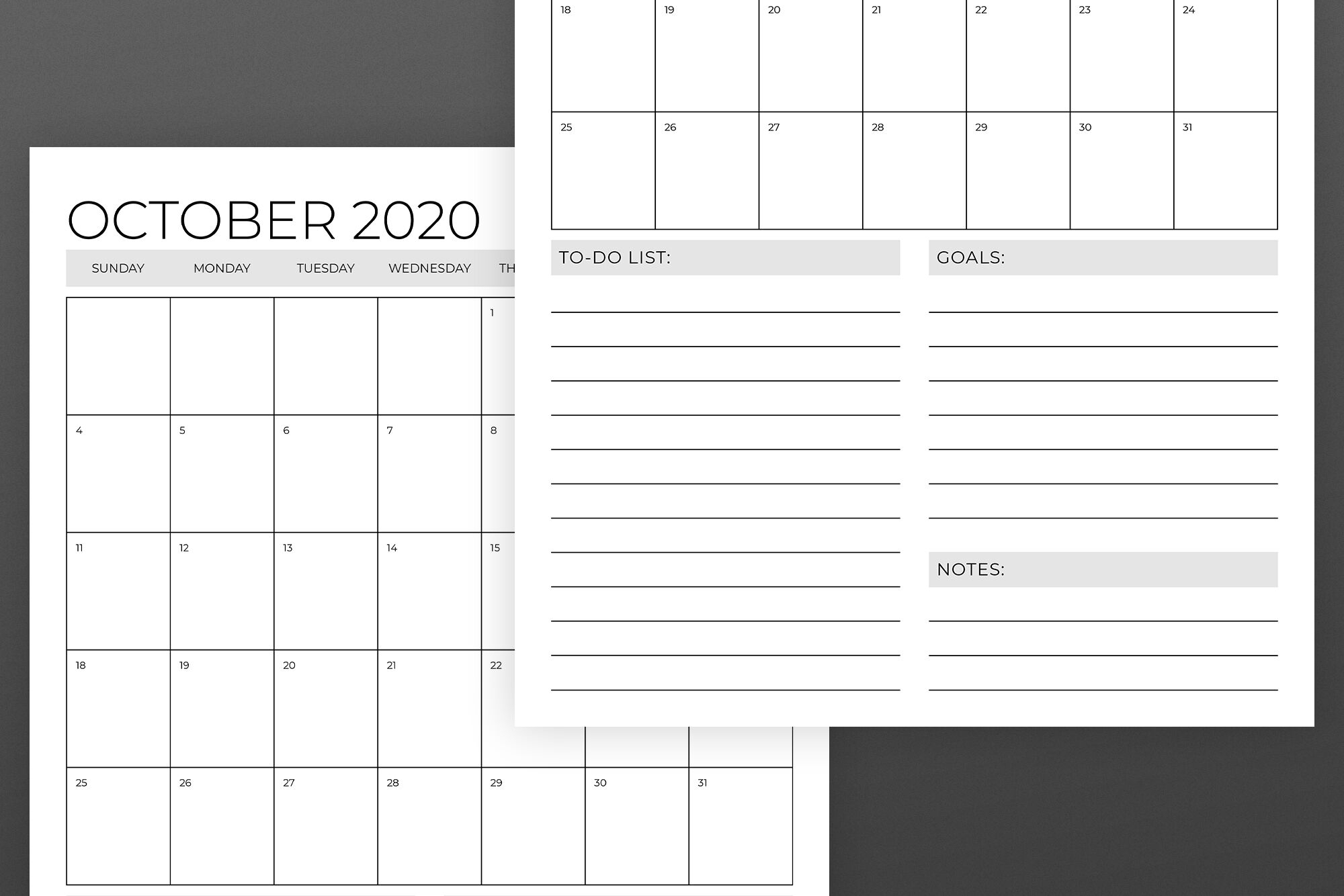 11X17 Printable Calendar 2020 | Monthly Printable Calender