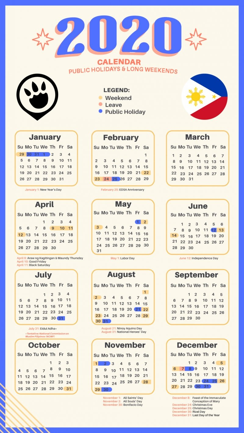 13 Long Weekends In The Philippines In 2020 + Calendar And