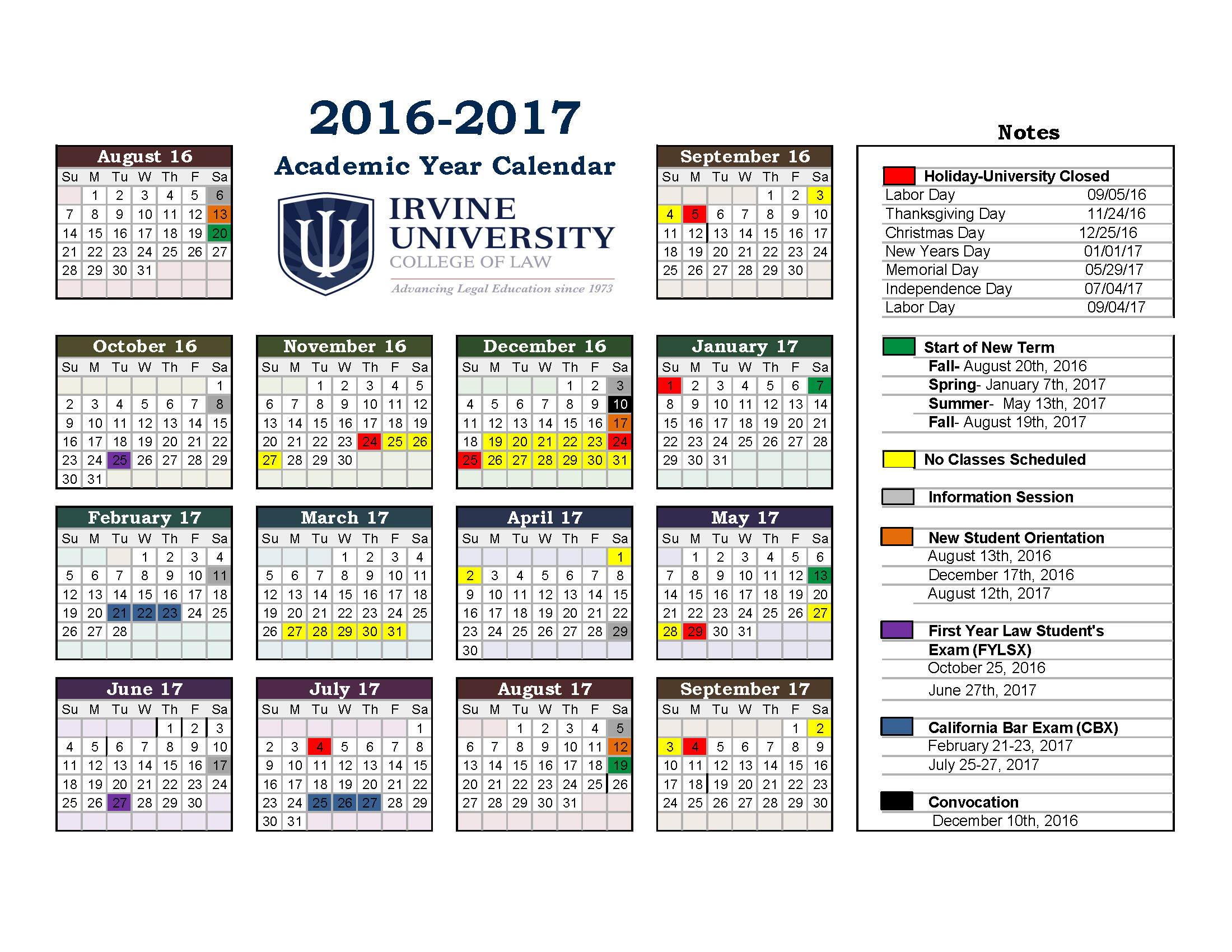 2016-2017-Academic-Calendar-Iu -