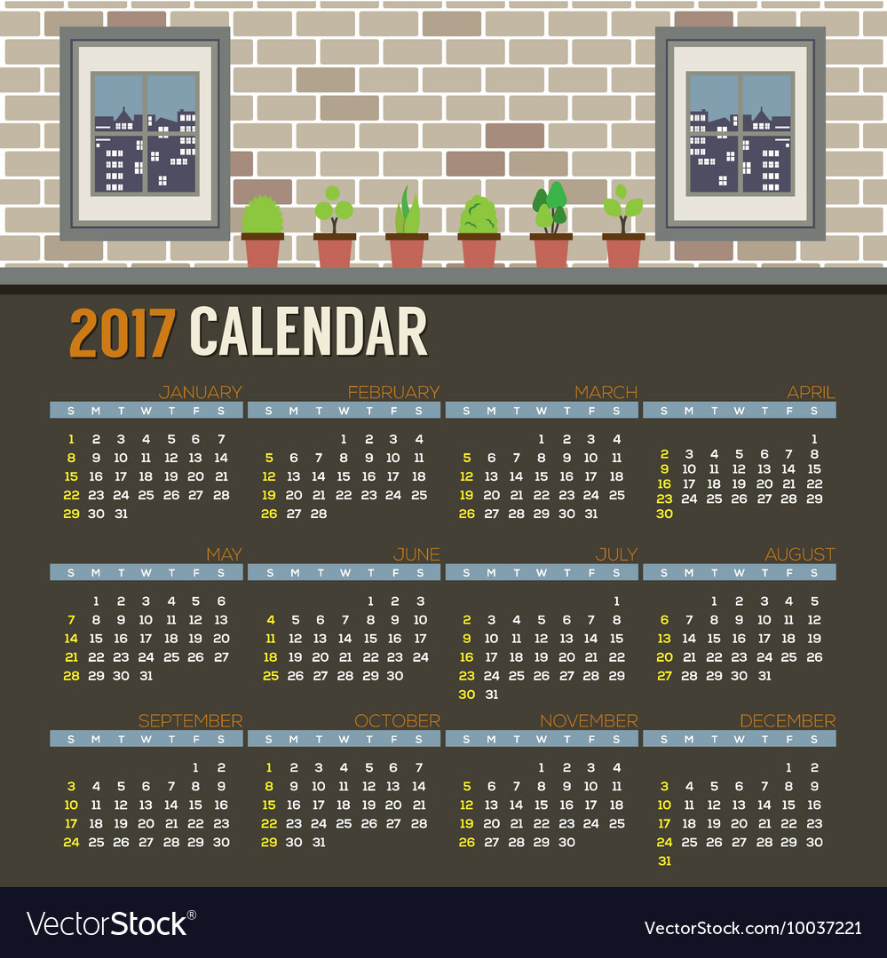 mini calendar template 2017