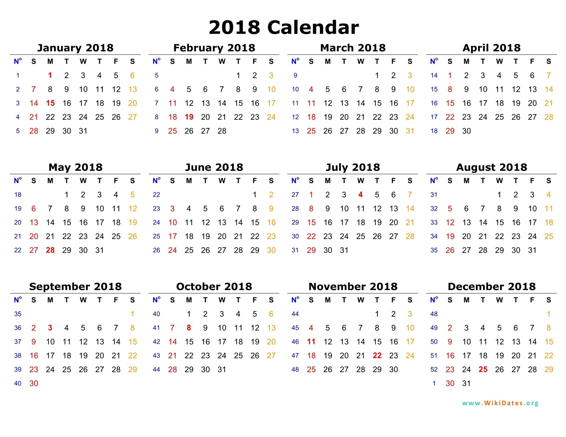 2018 Calendar Online #calendar #online | Printable Calendar