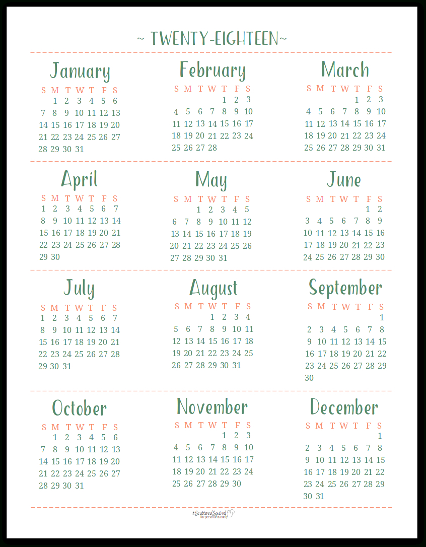 2018 Dated Yearly Calendar Printables Are Here | Journaling