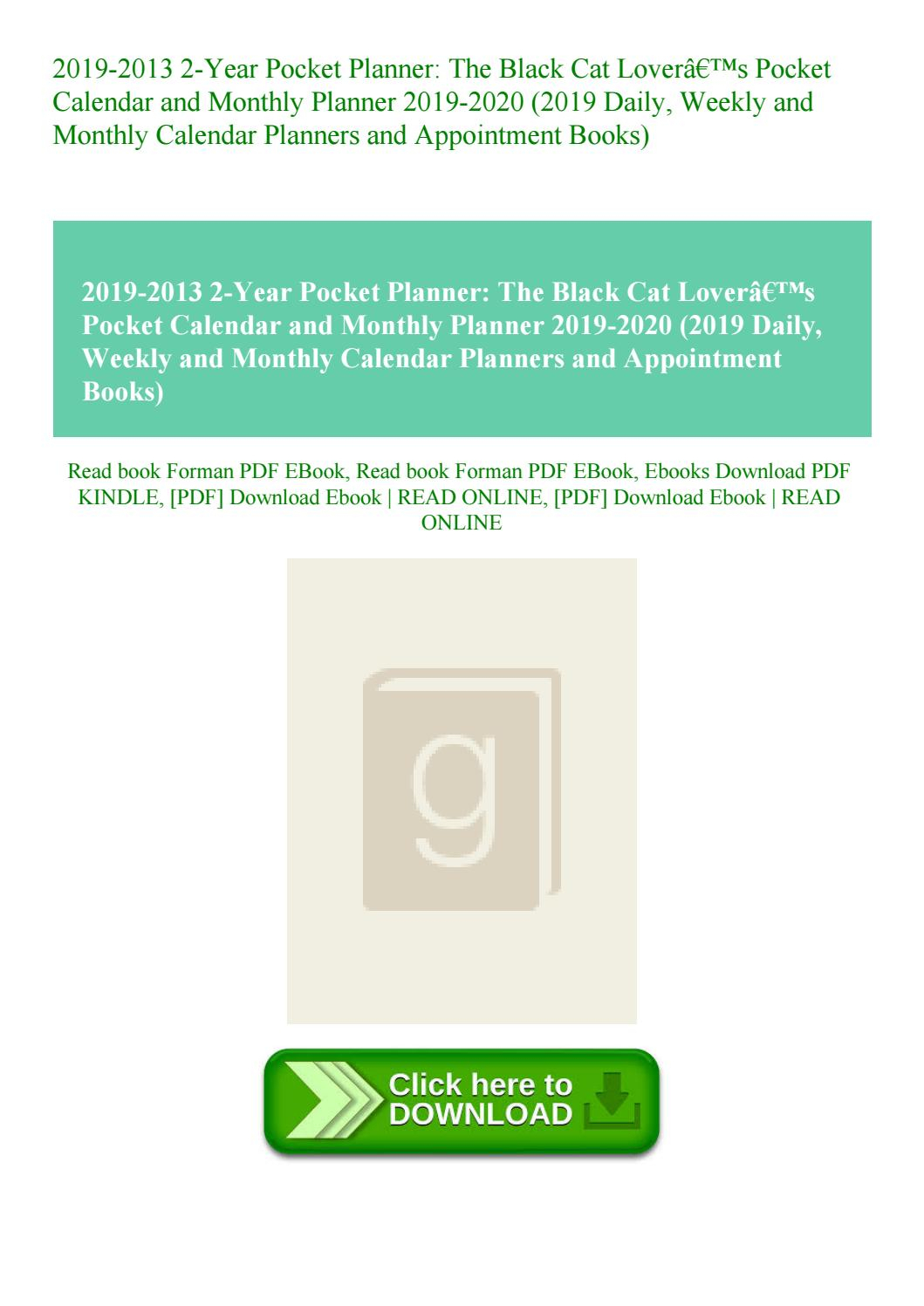 2019-2013 2-Year Pocket Planner The Black Cat Loverâ€™S