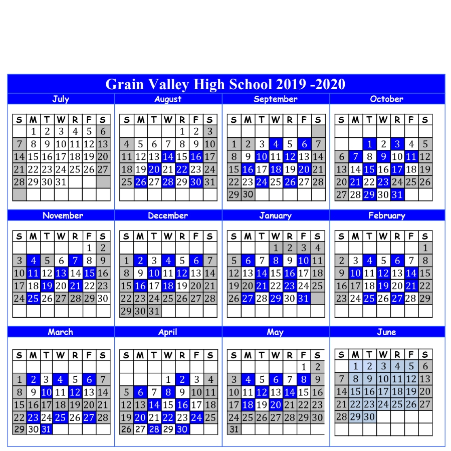 2019-2020 A-B Calendar And Important Dates - Grain Valley