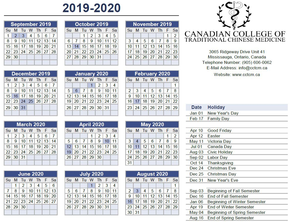 2019-2020 Calendar |