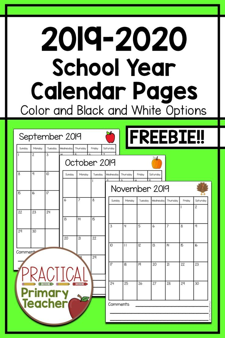 2019-2020 Calendars Free | Classroom Calendar, Teacher