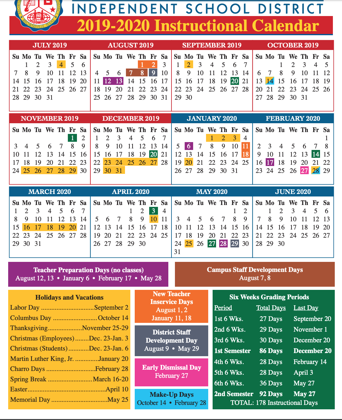 2019-2020 District Calendar