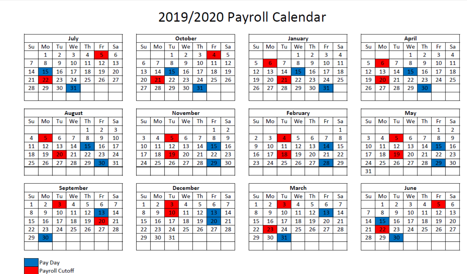 2019-2020 Payroll Calendar - Maury County Public Schools