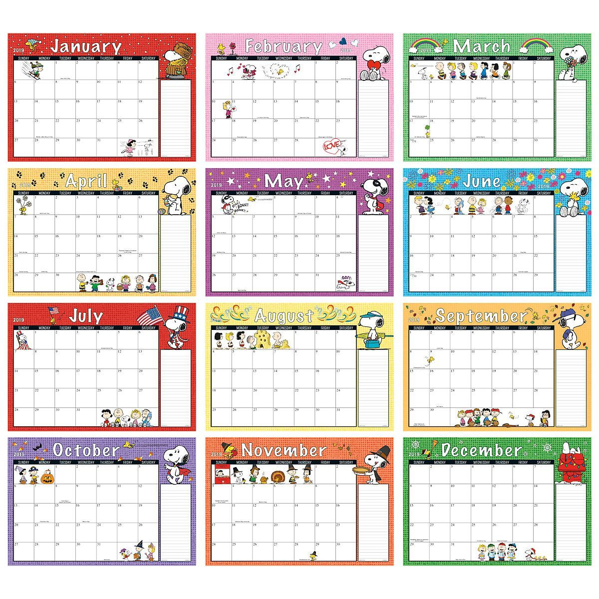 2019-2020 Peanuts® Calendar Pad | Printable Planner Pages