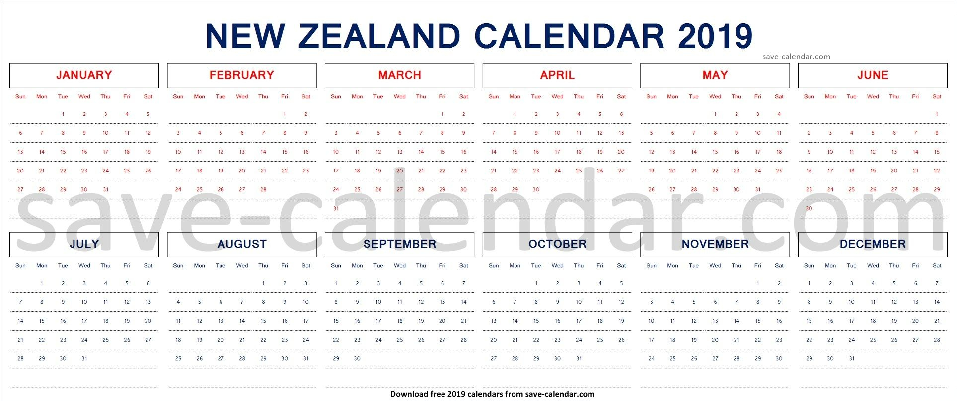 Printable Calendar New Zealand 2020 | Calendar Printables Free Templates