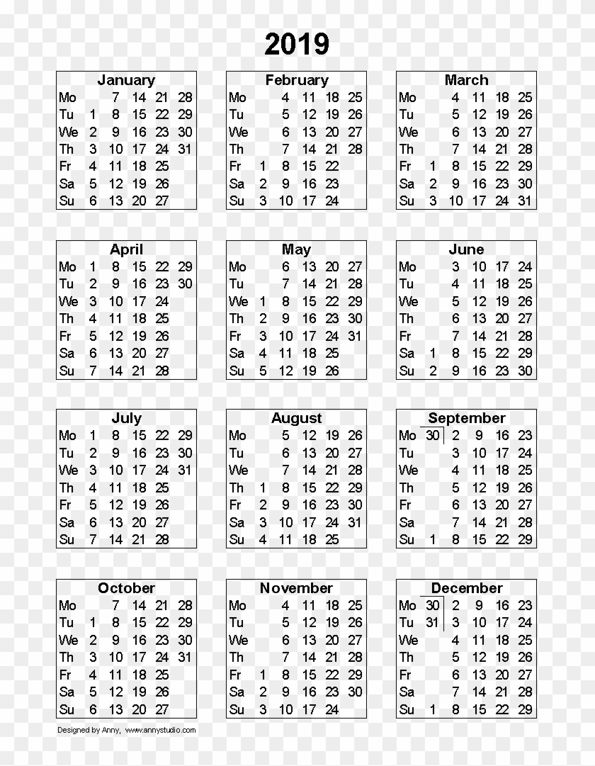 2019 Calendar Png Hd - 2019 Fiscal Calendar With Week
