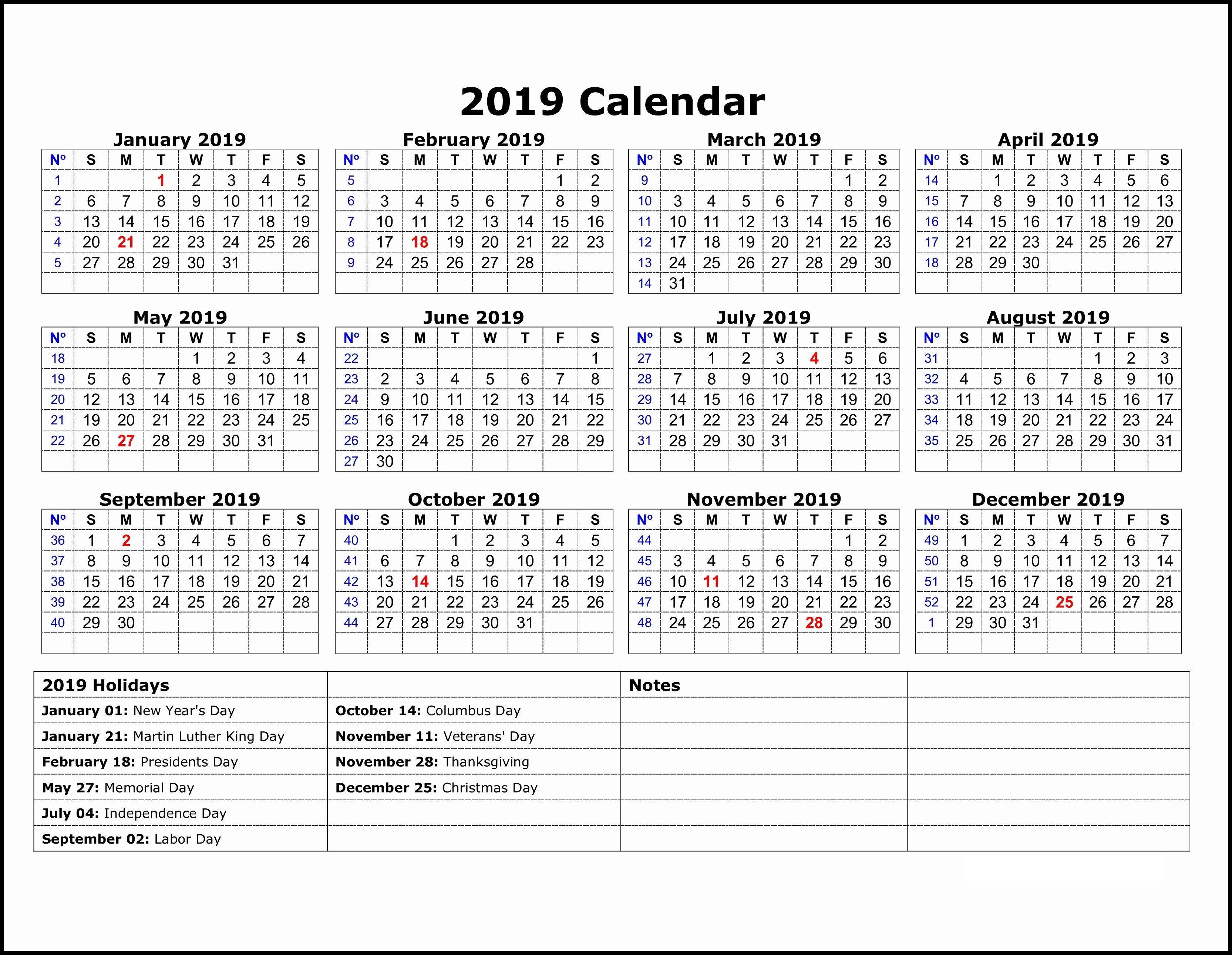 2019 Calendar Template One Note | Calendar 2019 Template