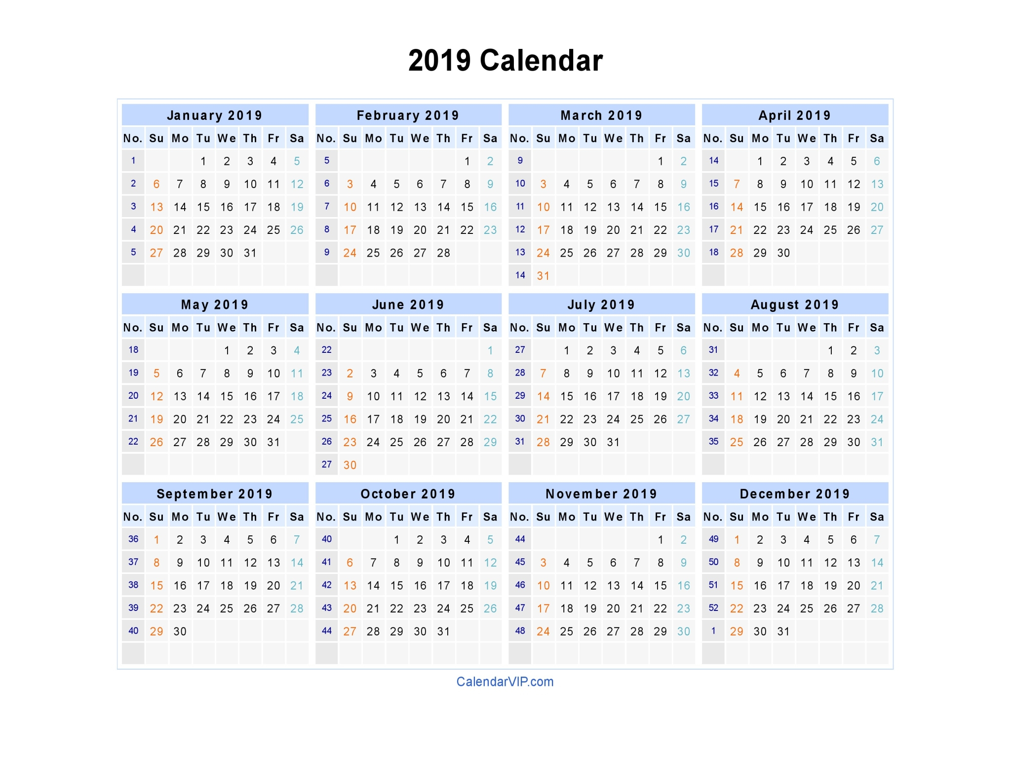 2019 Calendar Word Document - Peri.con-Text.co