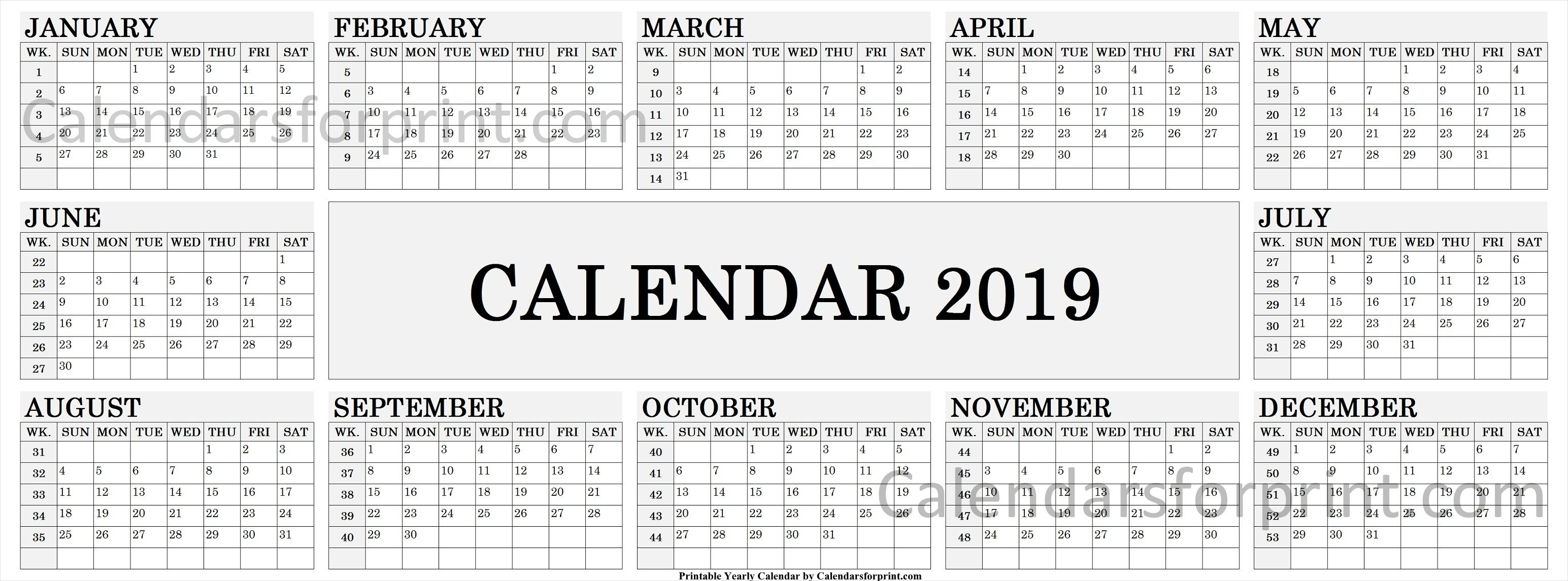 2019 Calendarweek | 2019 Calendar, Yearly Calendar