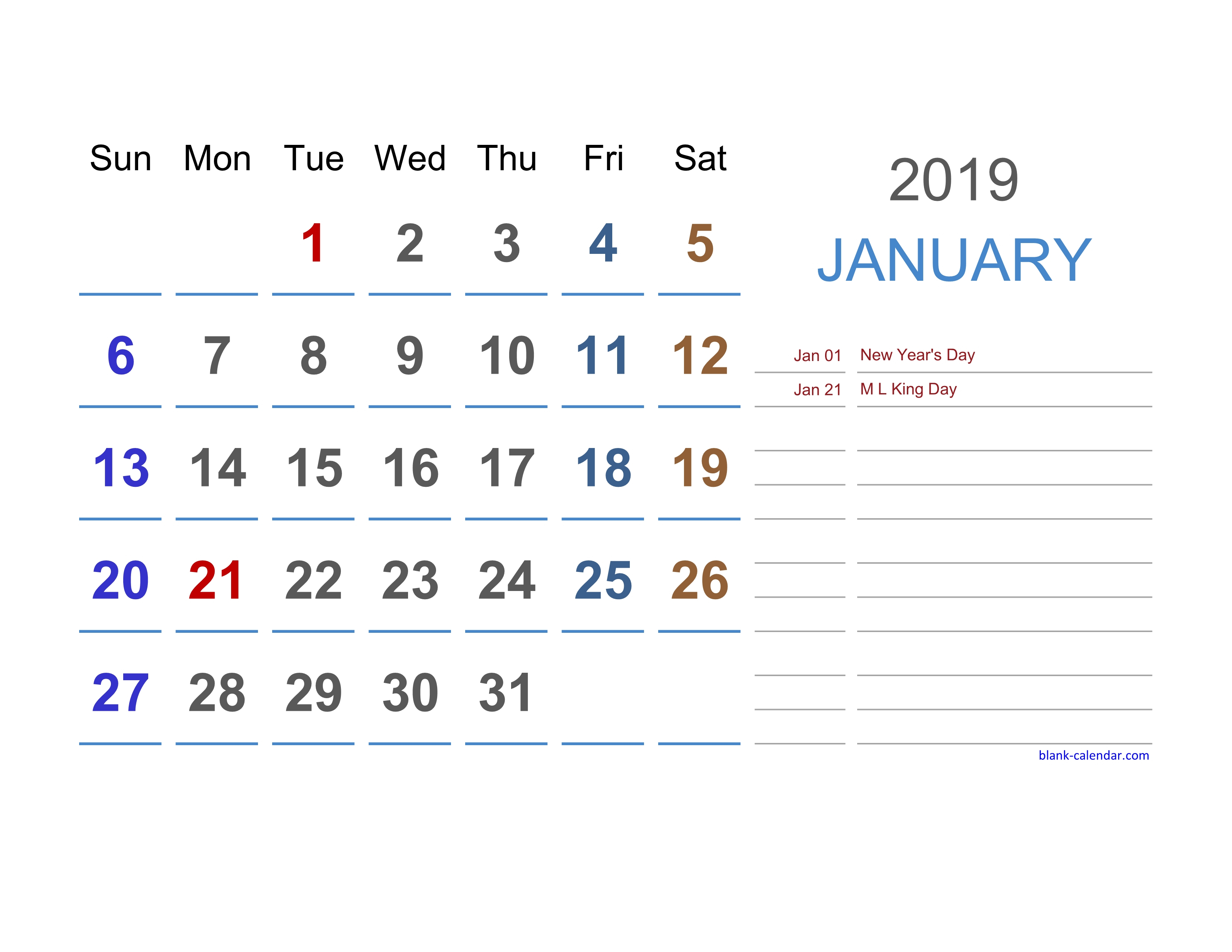 2019 Excel Calendar | Free Download Excel Calendar Templates