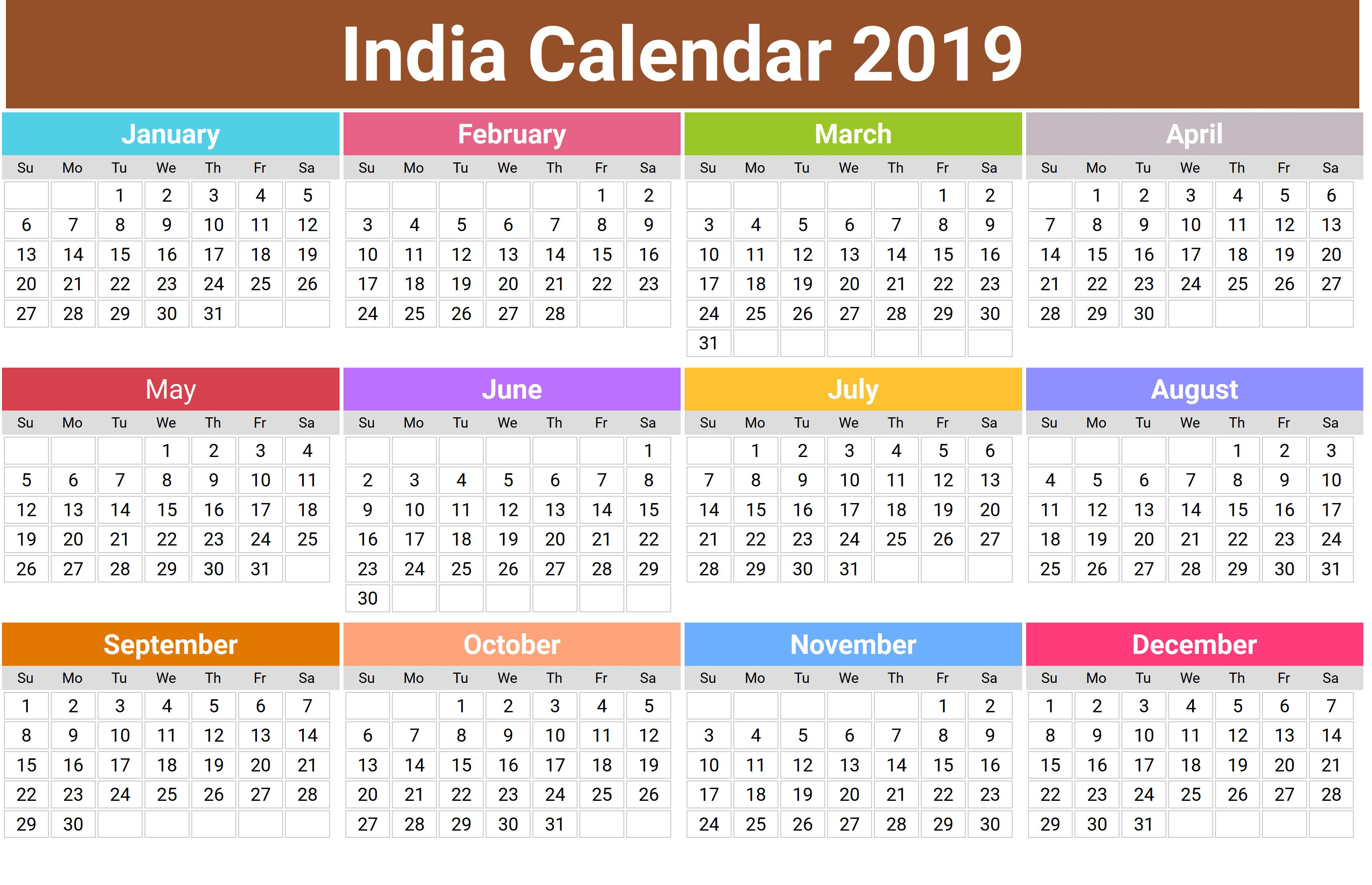 2019 Hindu Calendar With Tithi | Tyohar, Holidays, Festivals