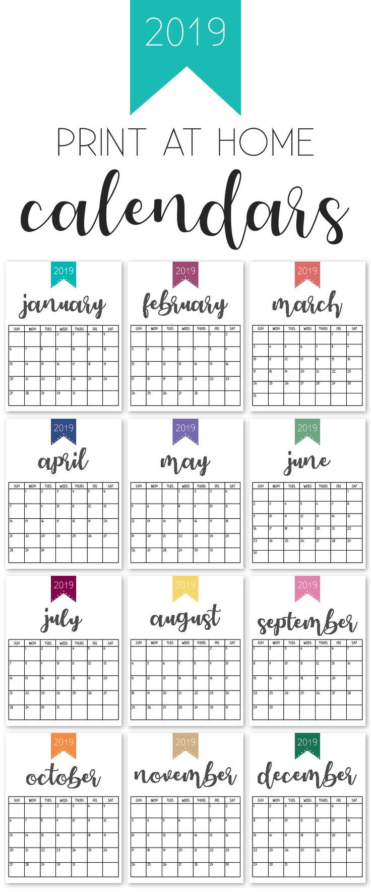 2019 Printable Calendars And Planners | Home Decor