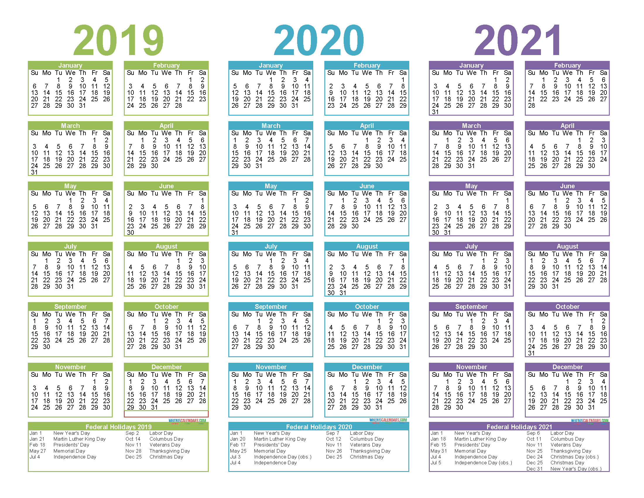 2019 To 2021 3 Year Calendar Printable Free Pdf, Word, Image
