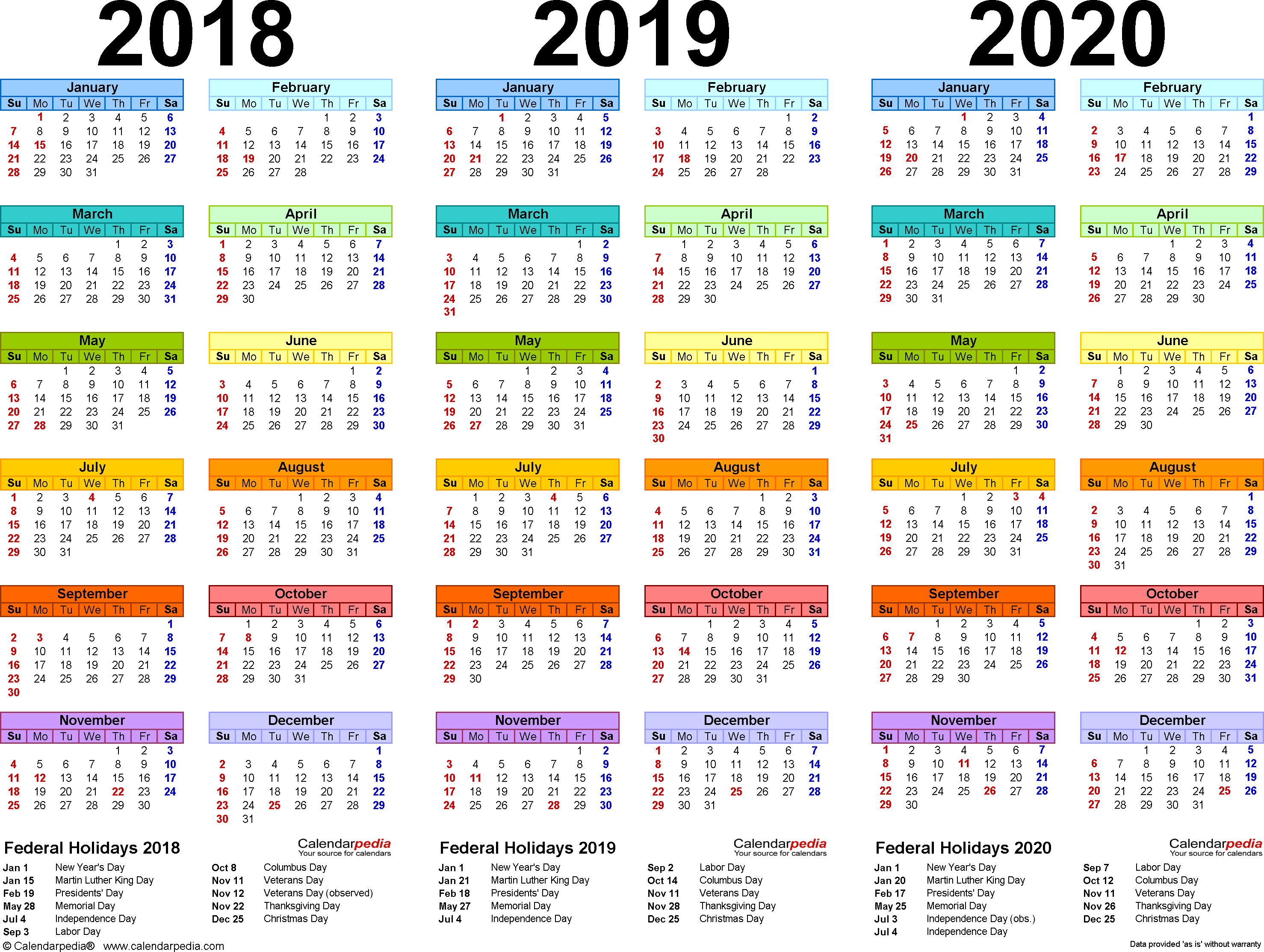 2019 Yearly Calendar - Free Download | Printable Calendar