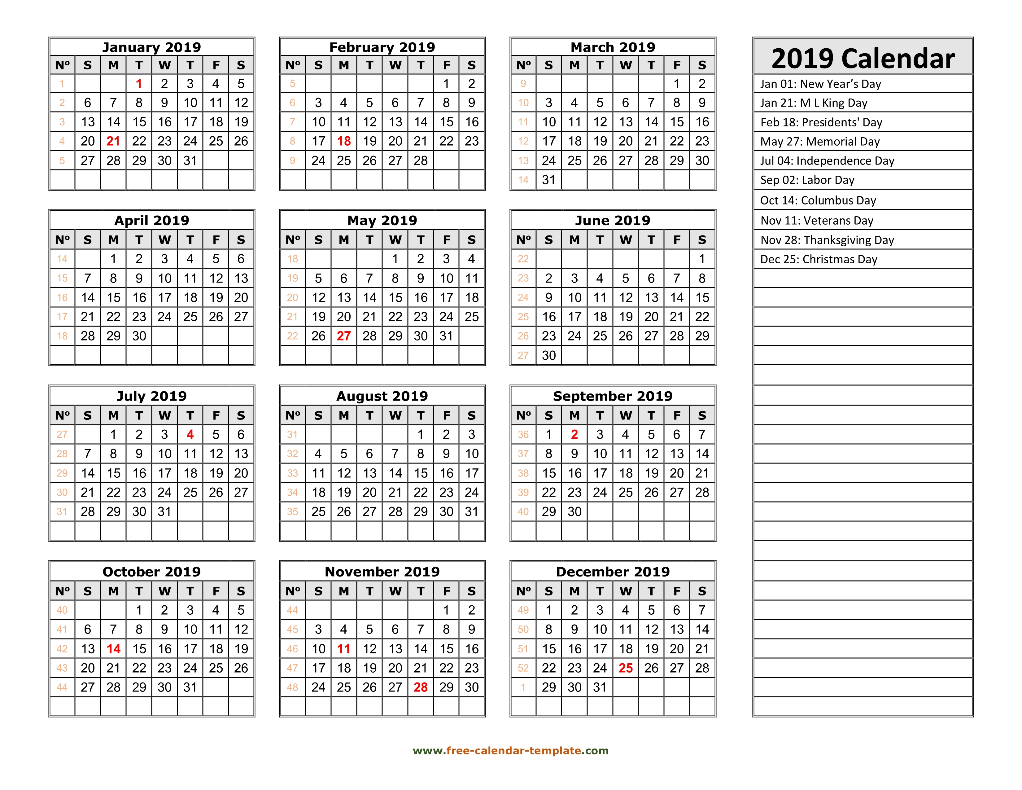 Print Year View Calendar | Calendar Printables Free Templates