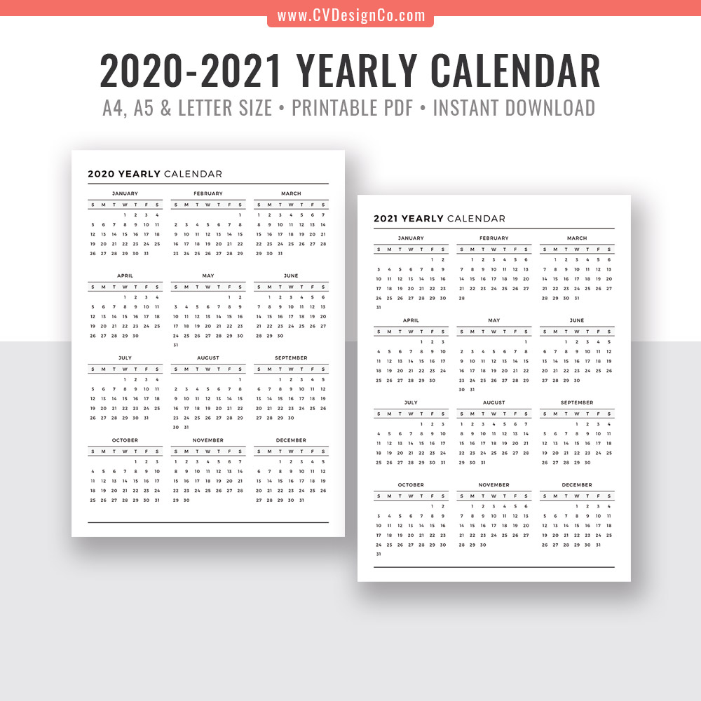 Printable Calendar Year At A Glance 2020 | Calendar ...