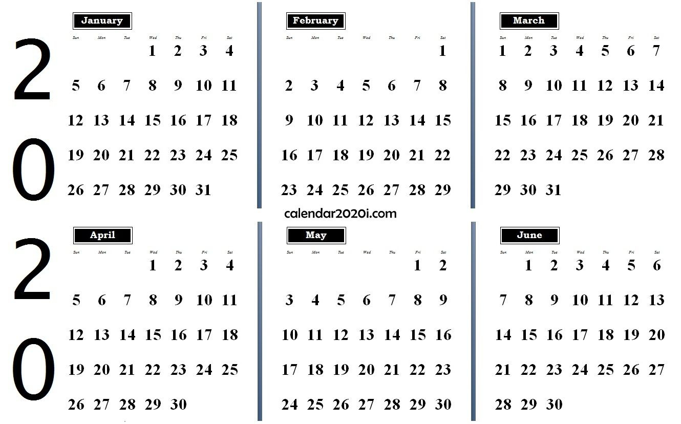 2020 6 Months Calendar From January To June | February Month