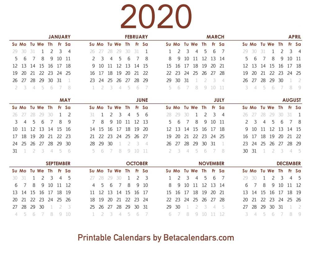 2020 Calendar