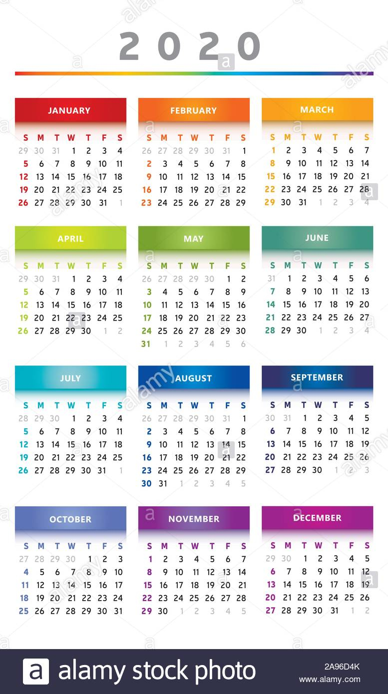 Calendar 2020 3 Columns