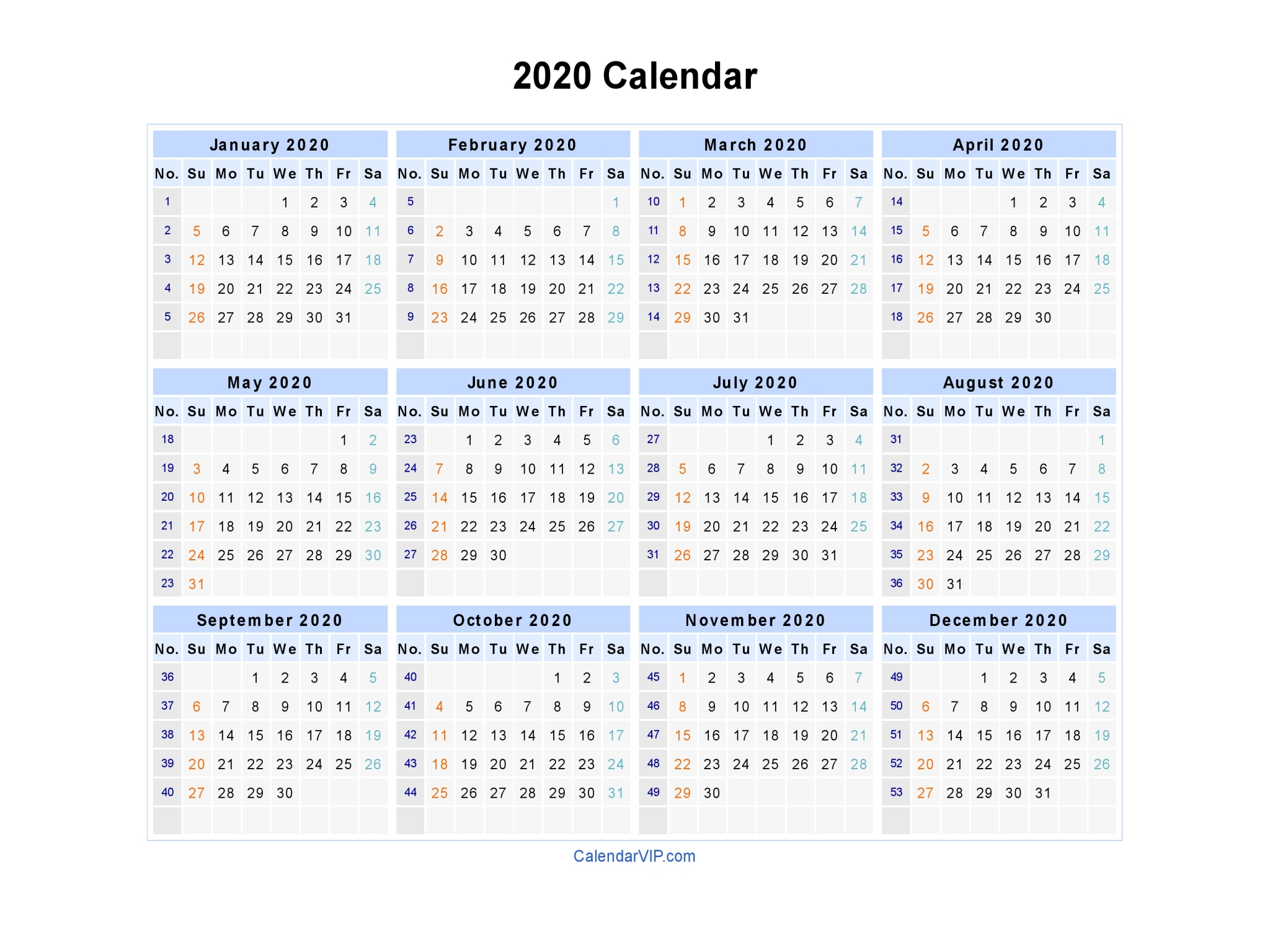 2020 Calendar In Excel Format - Wpa.wpart.co