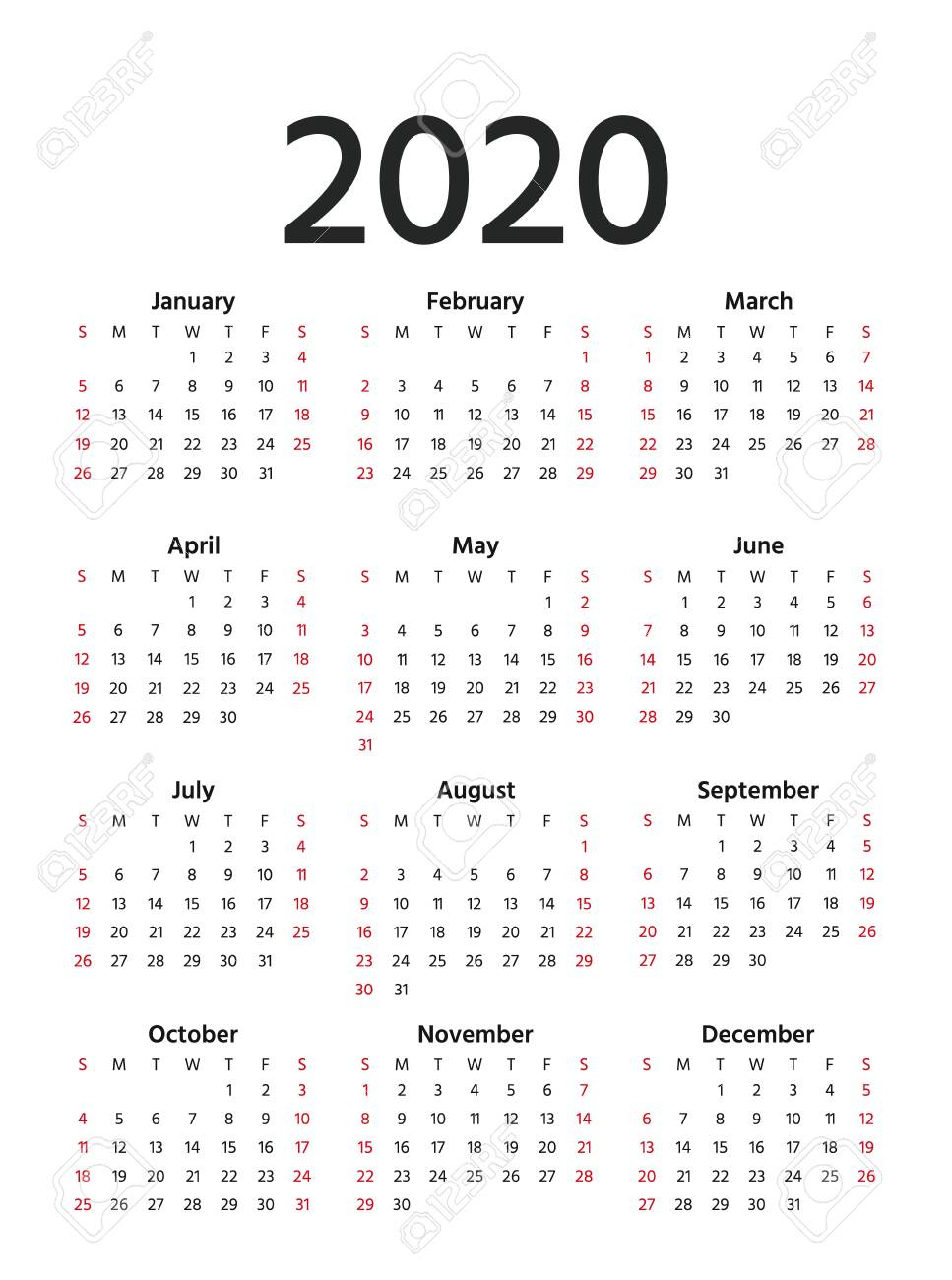 A Year Calendar 2020 | Calendar Printables Free Templates