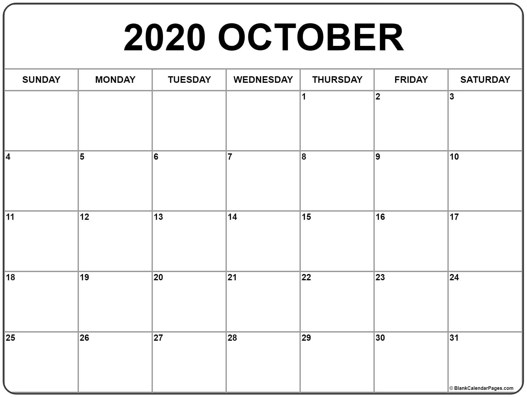 Printable Calendar Oct 2020 | Calendar Printables Free Templates