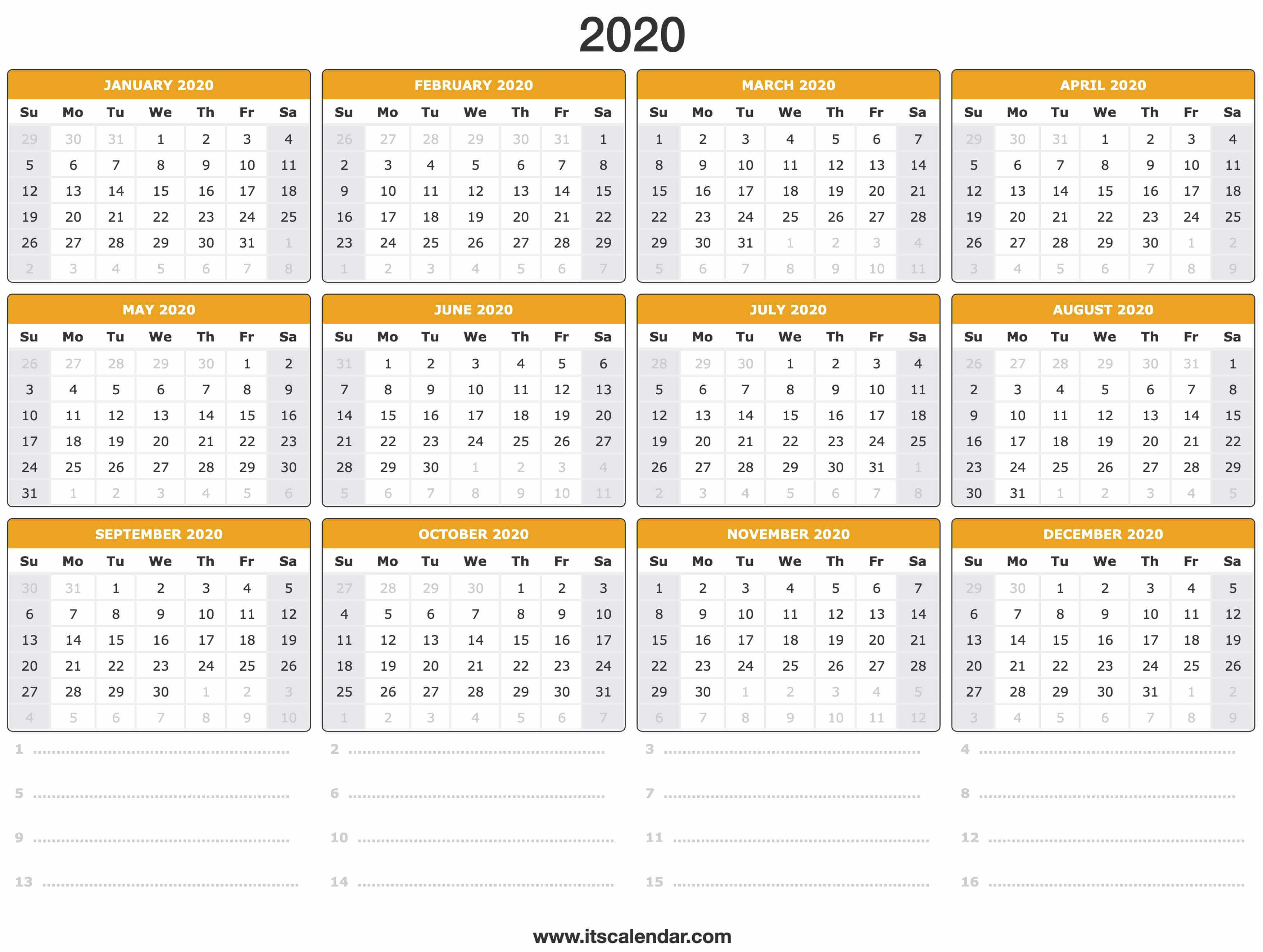 2020 Calendar | Printable 2020 Calendar