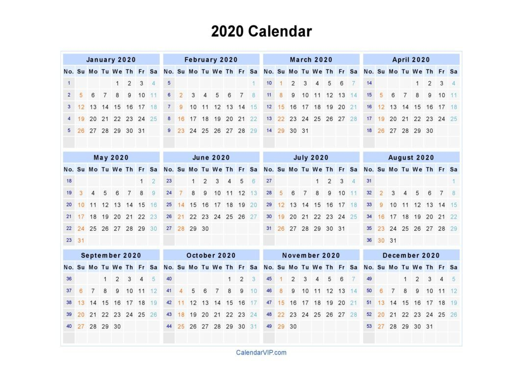 2020 Calendar Printable | Januari