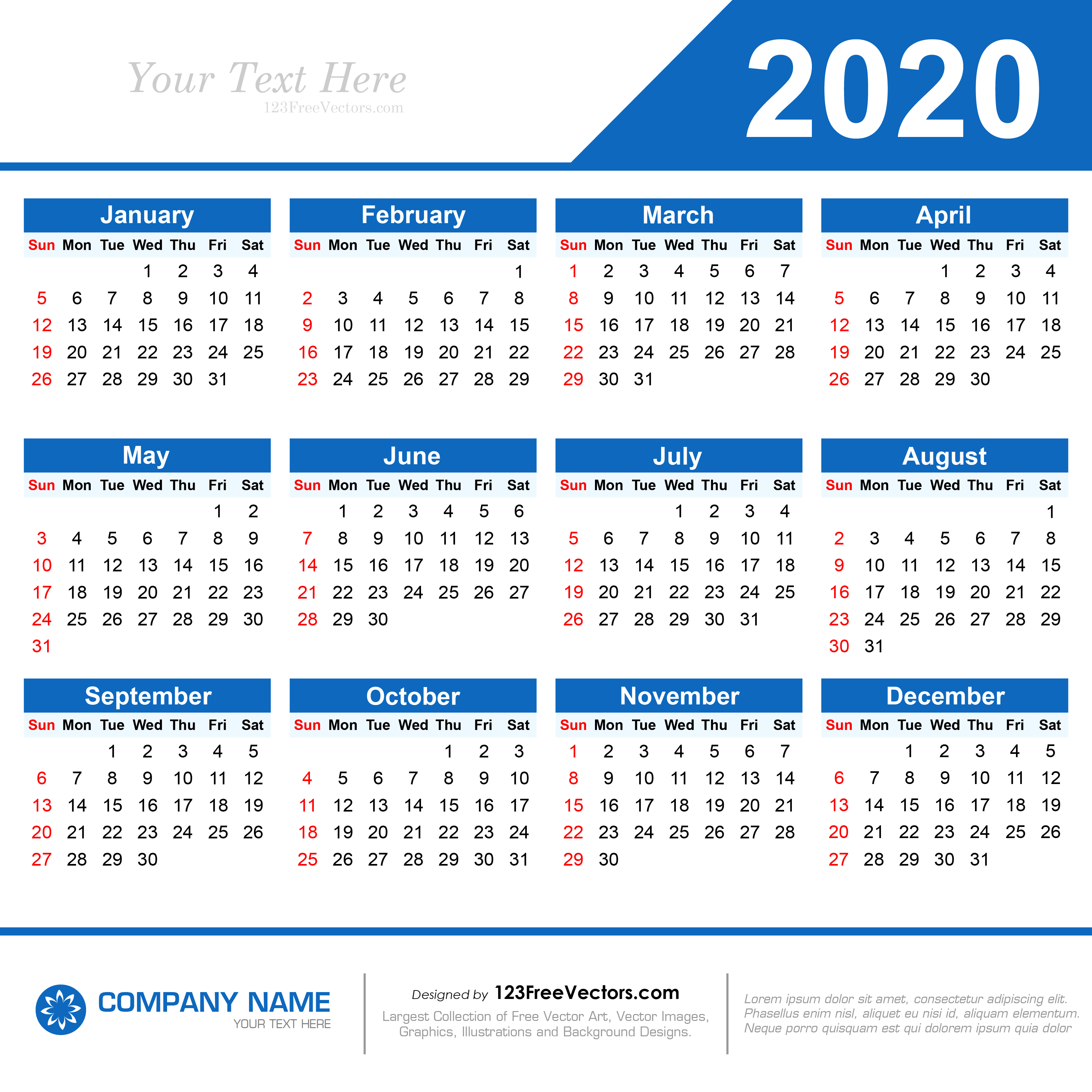 2020 Calendar Template