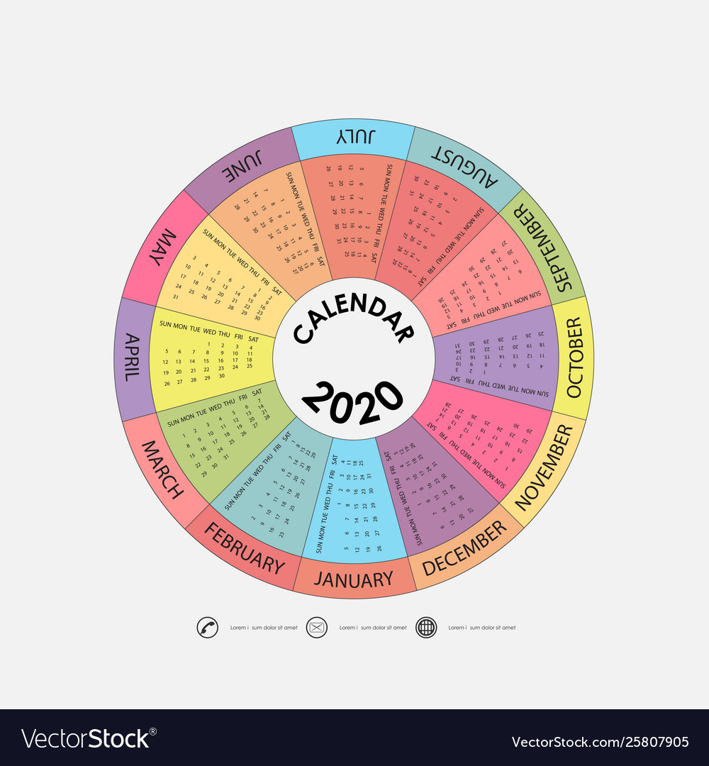 2020 Calendar Templatecircle Calendar