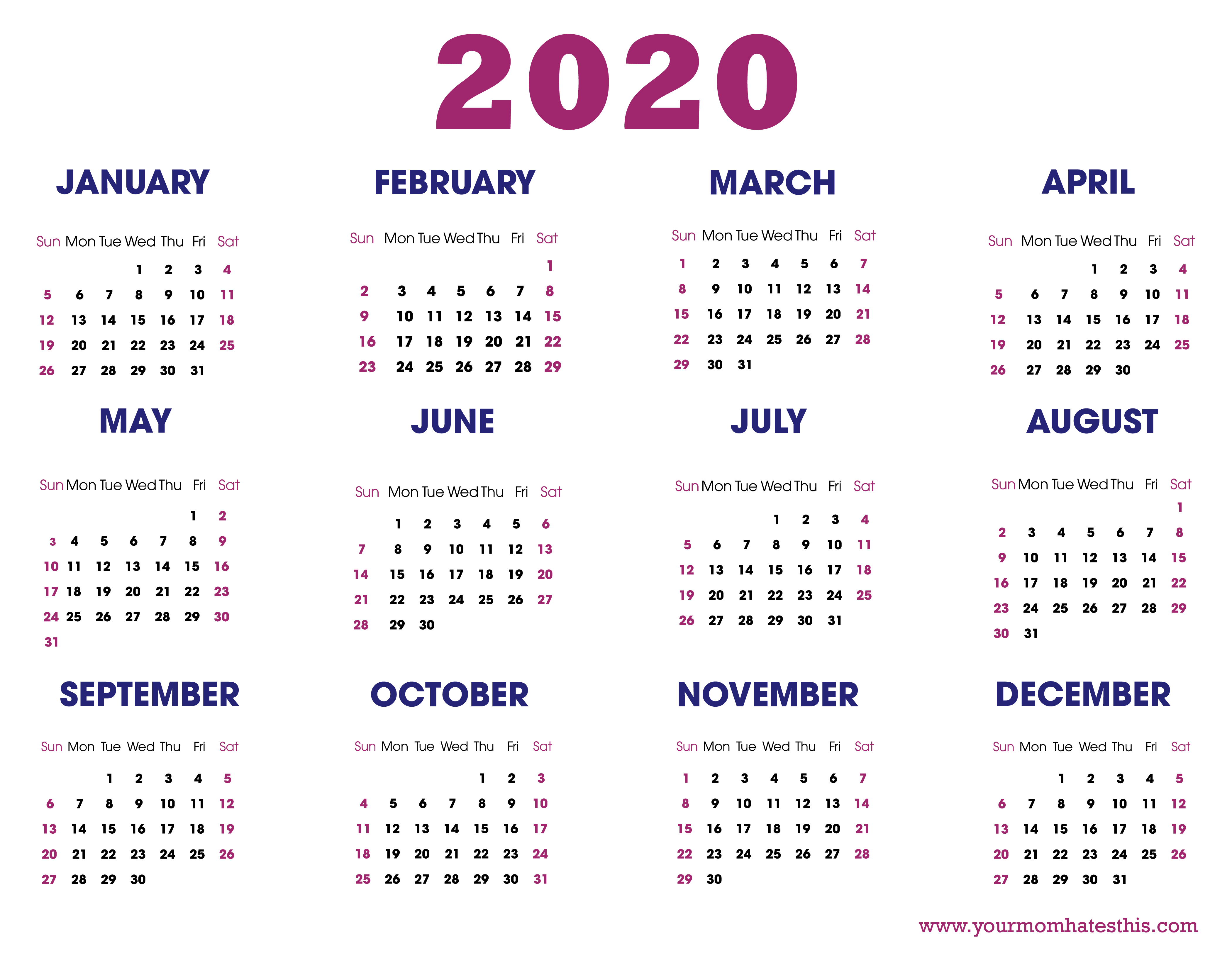 Calendar Of Weekends In 2020 Calendar Printables Free Templates