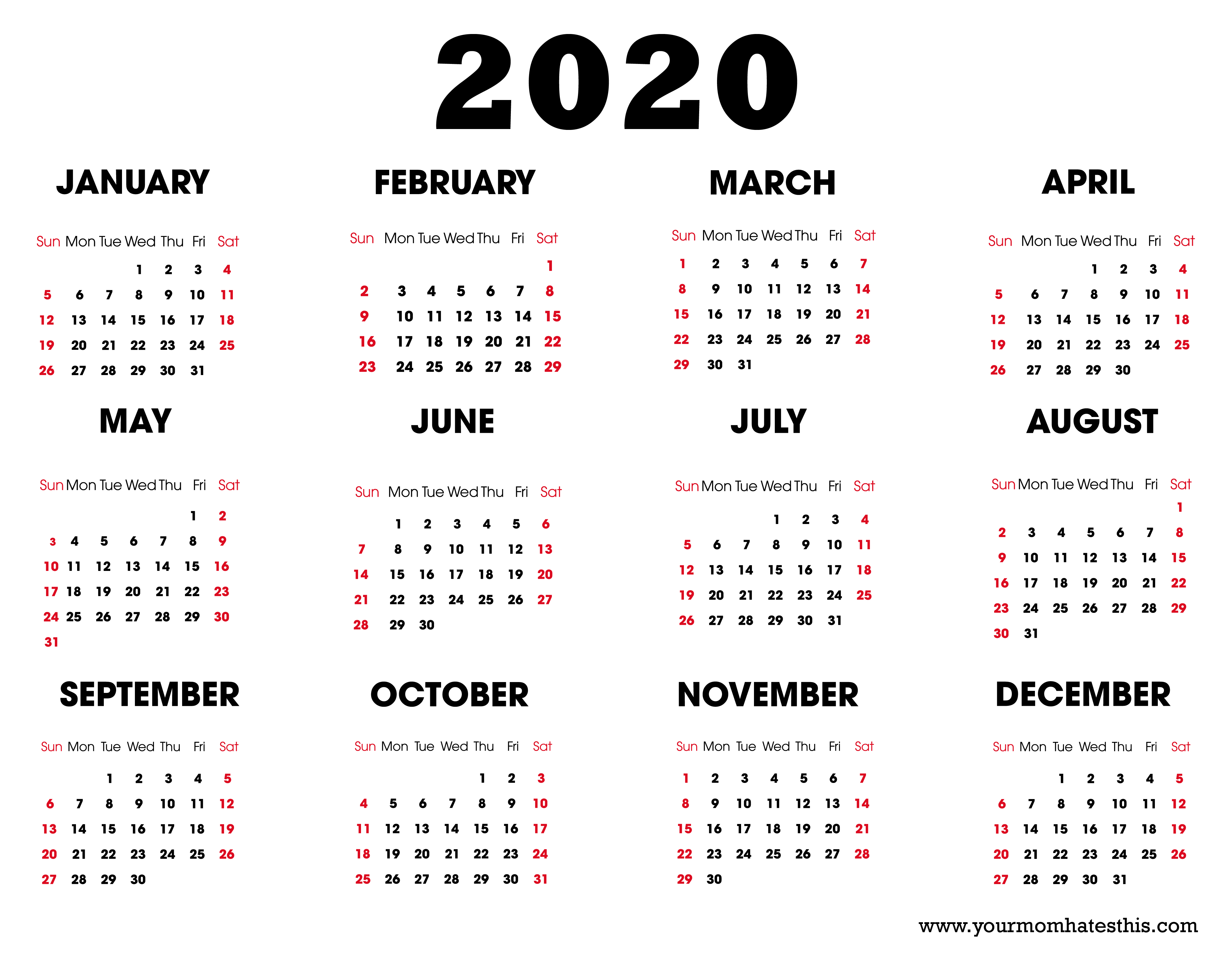 Calendar 2020 And 2020