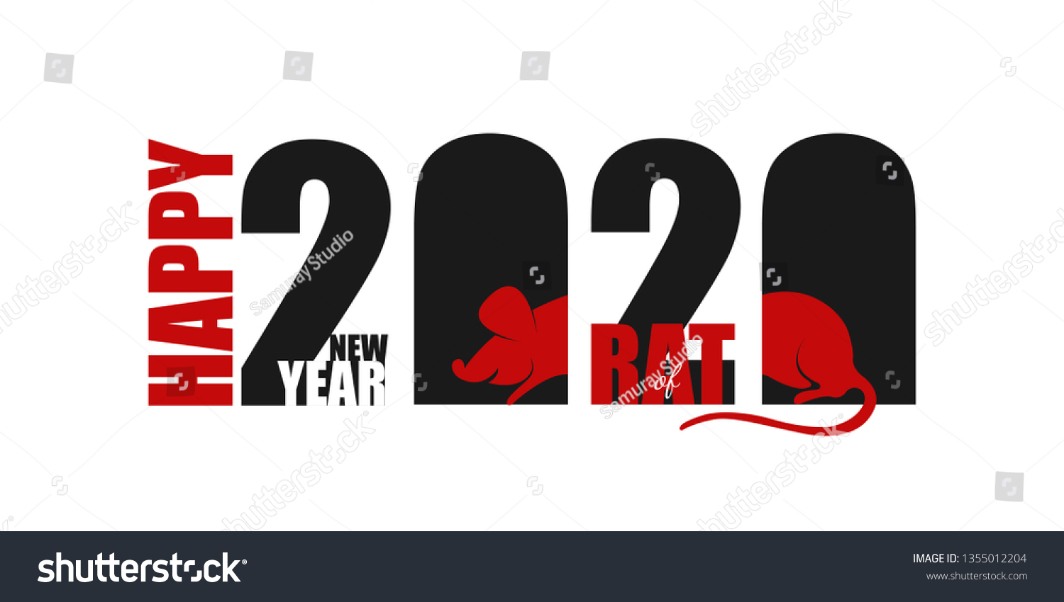 2020 Chinese New Year Rat Calendar Stock Vector (Royalty