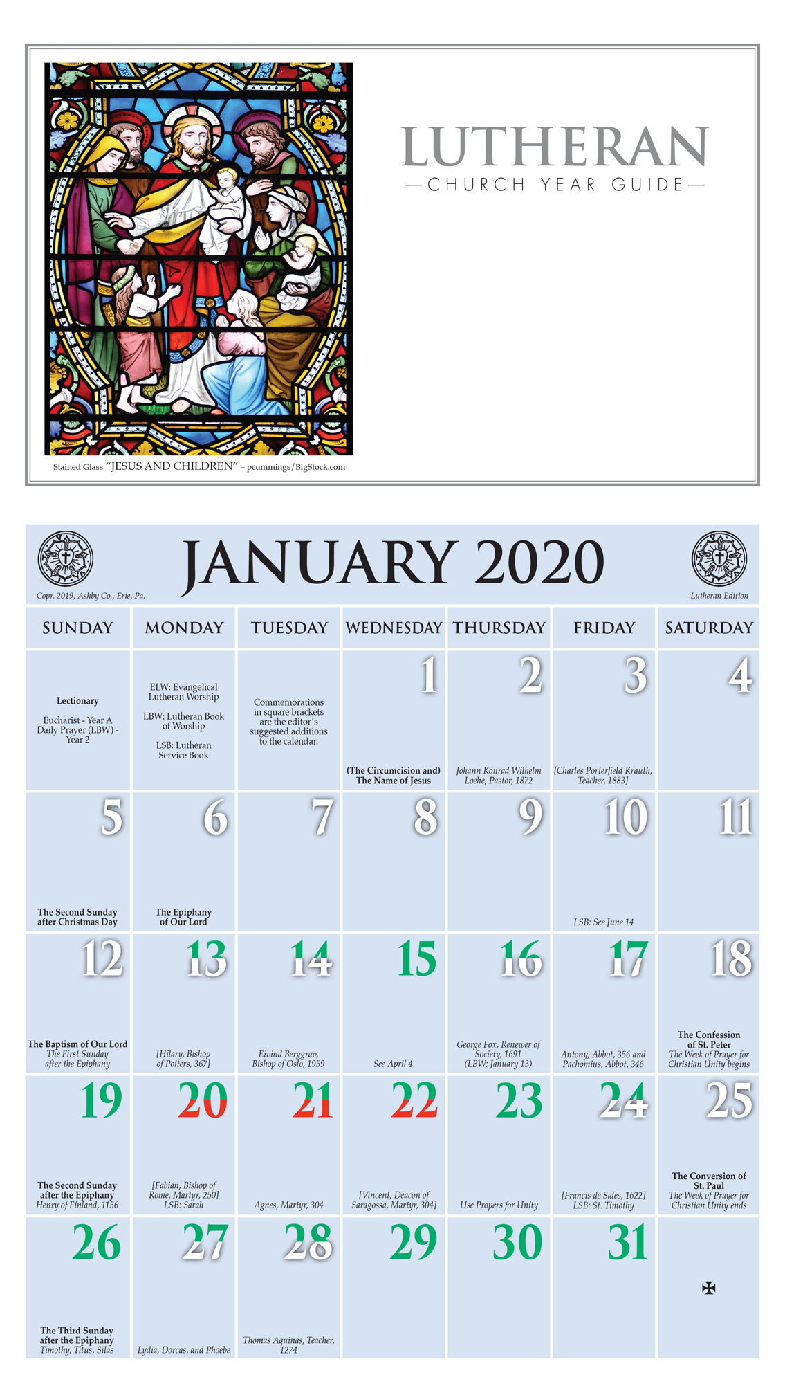 2020 Church Year Calendar