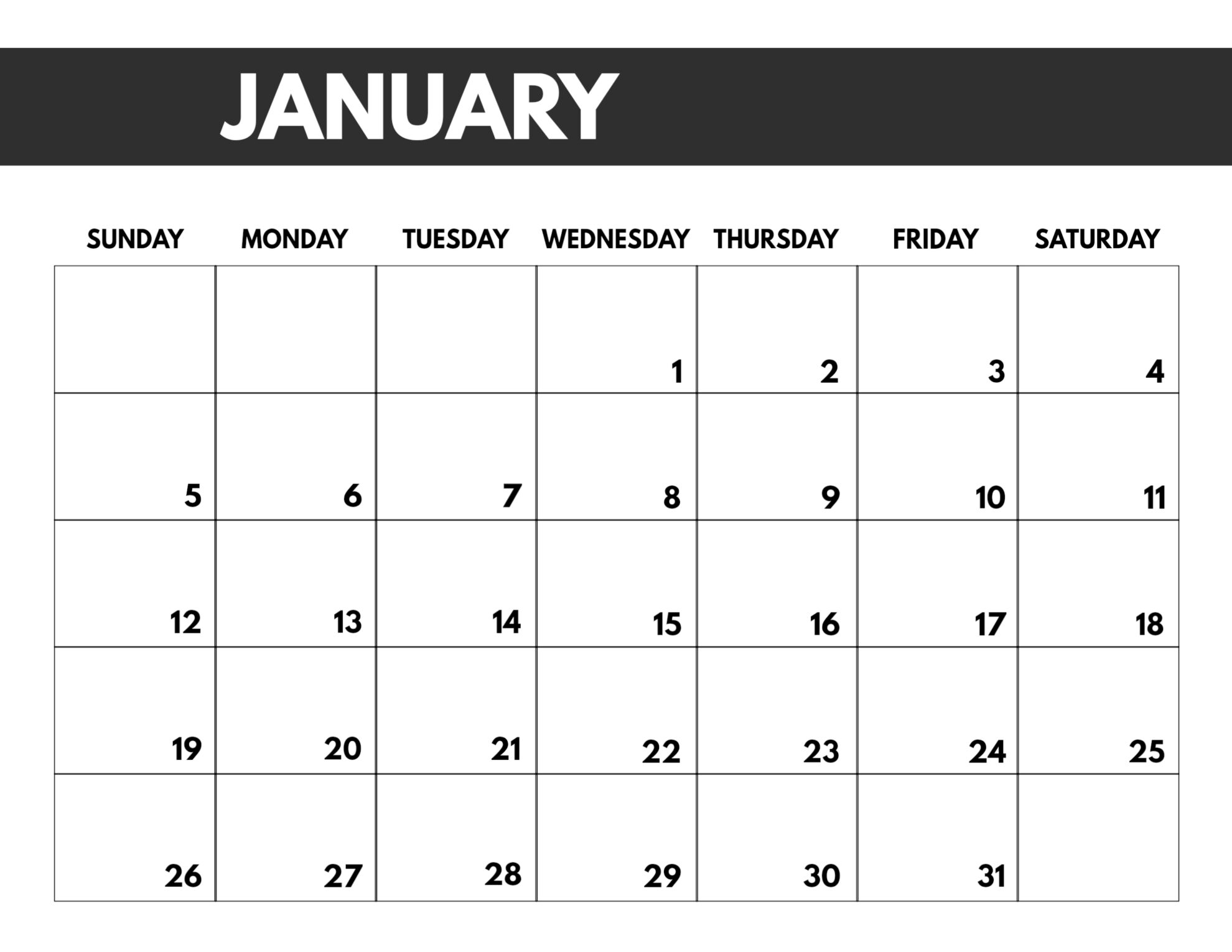 2020 Free Monthly Calendar Template - Paper Trail Design