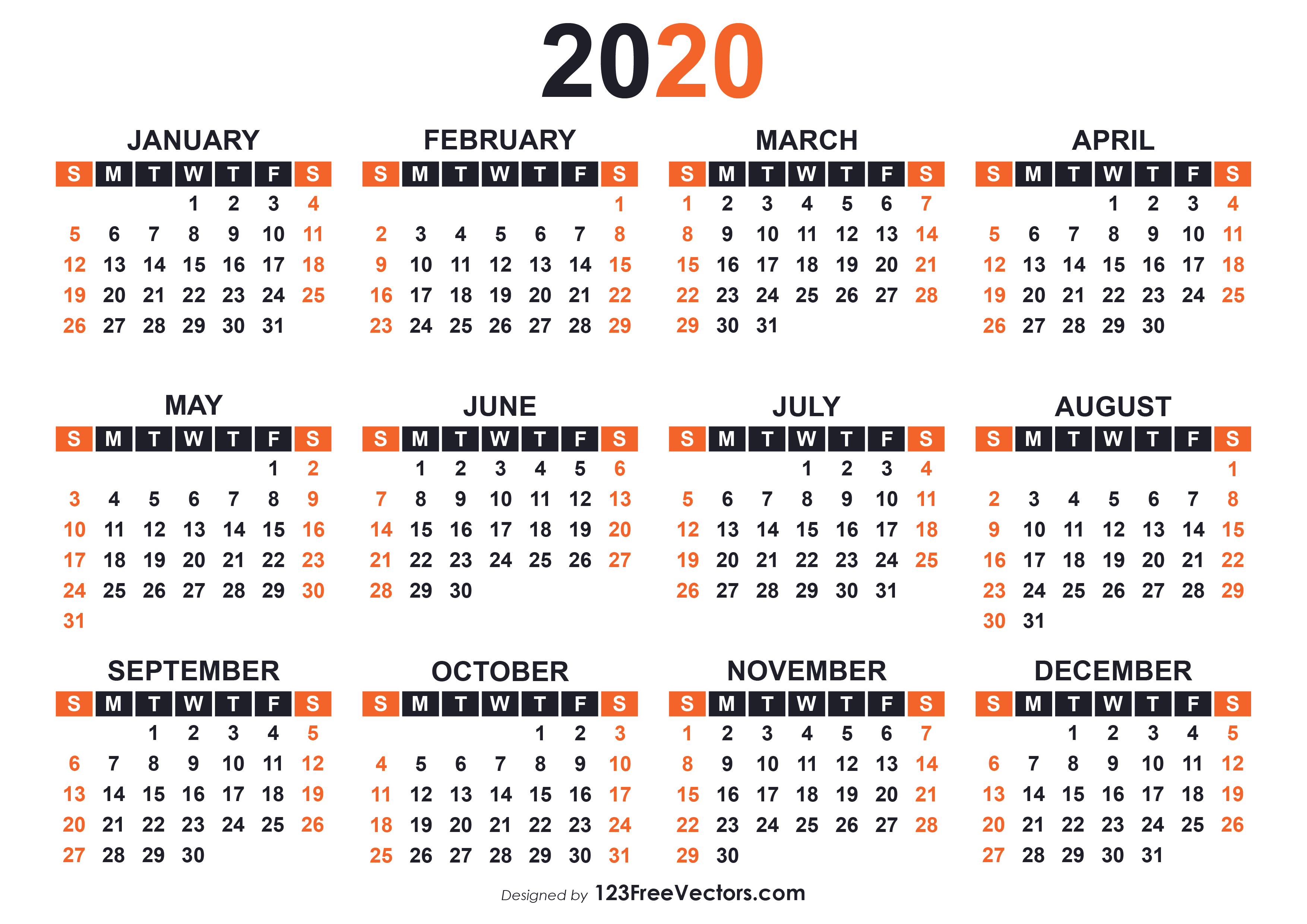 Free To Print Calendar 2020